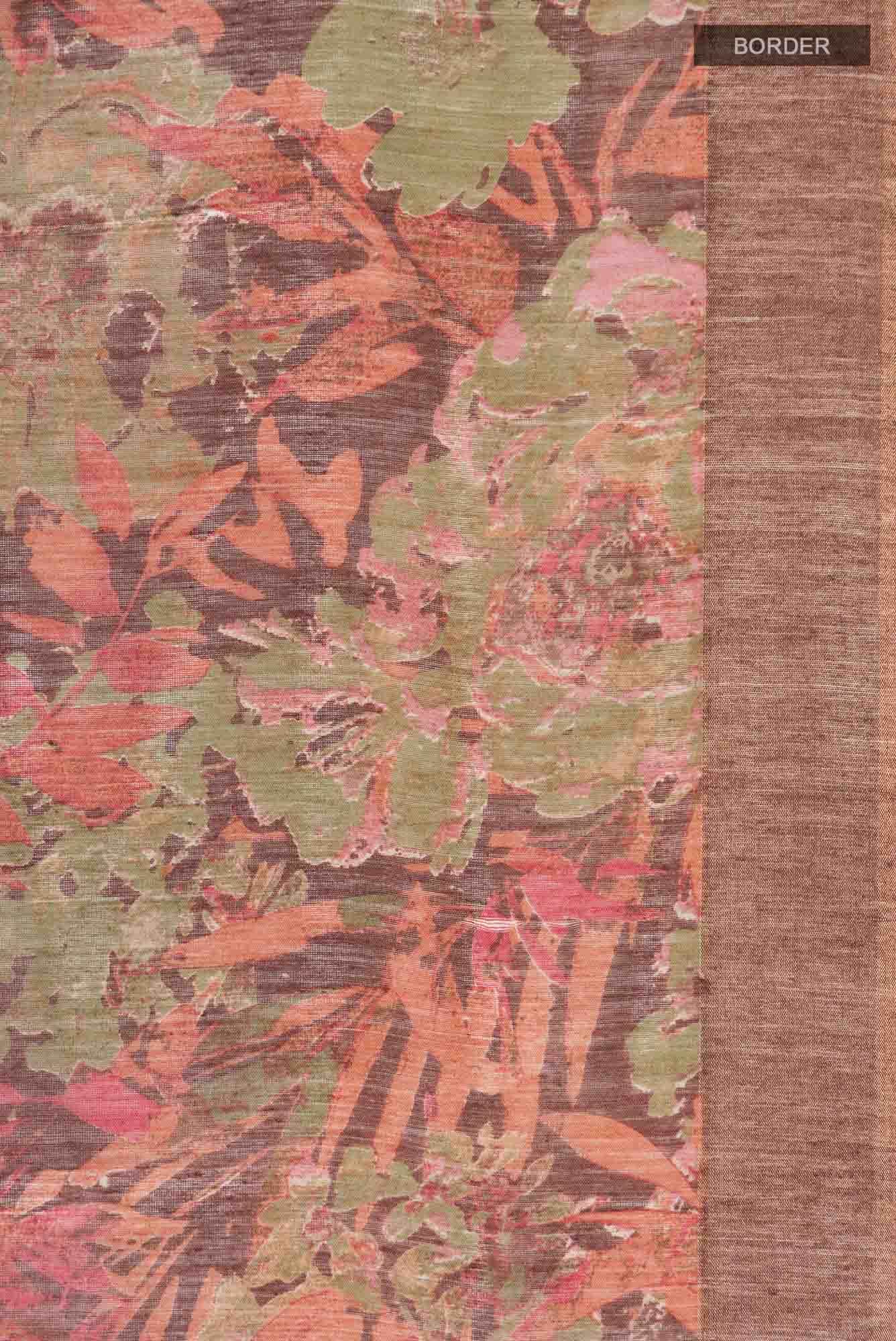 Brown Bhagalpuri Tussar Silk Saree