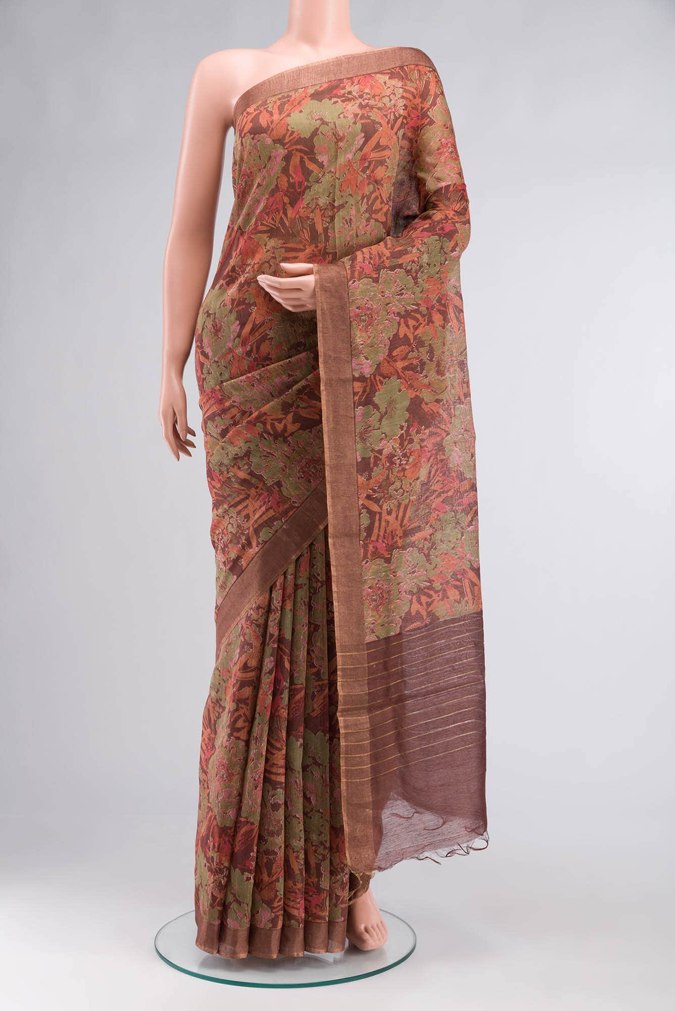 Brown Bhagalpuri Tussar Silk Saree