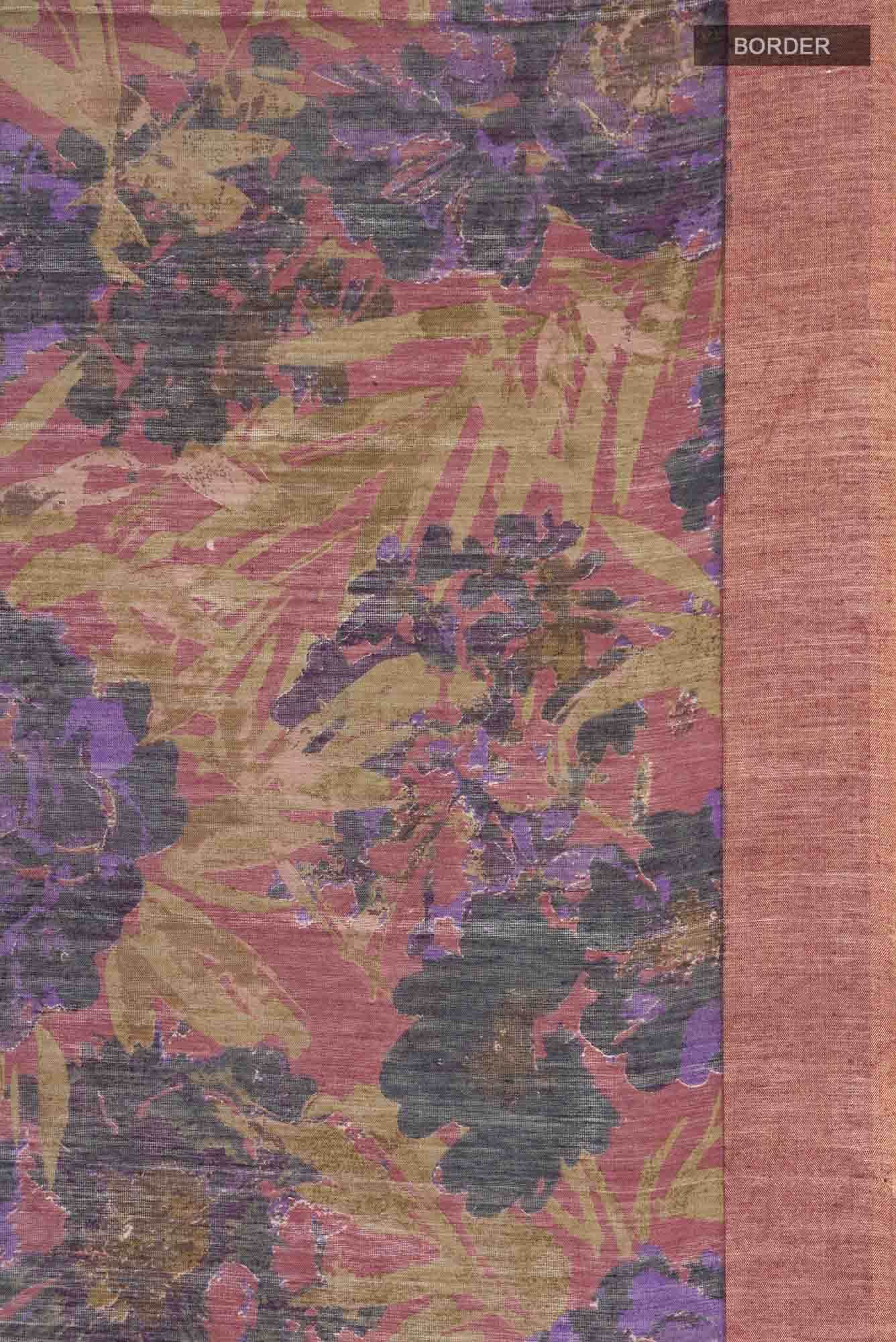 Mauve Bhagalpuri Tussar Silk Saree