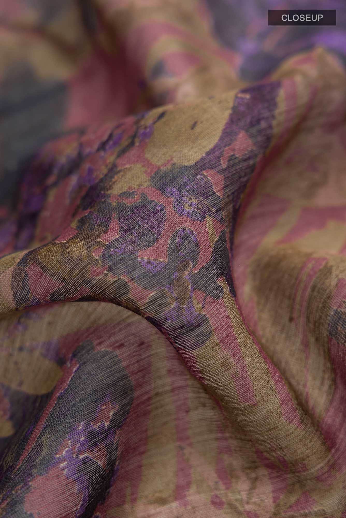 Mauve Bhagalpuri Tussar Silk Saree