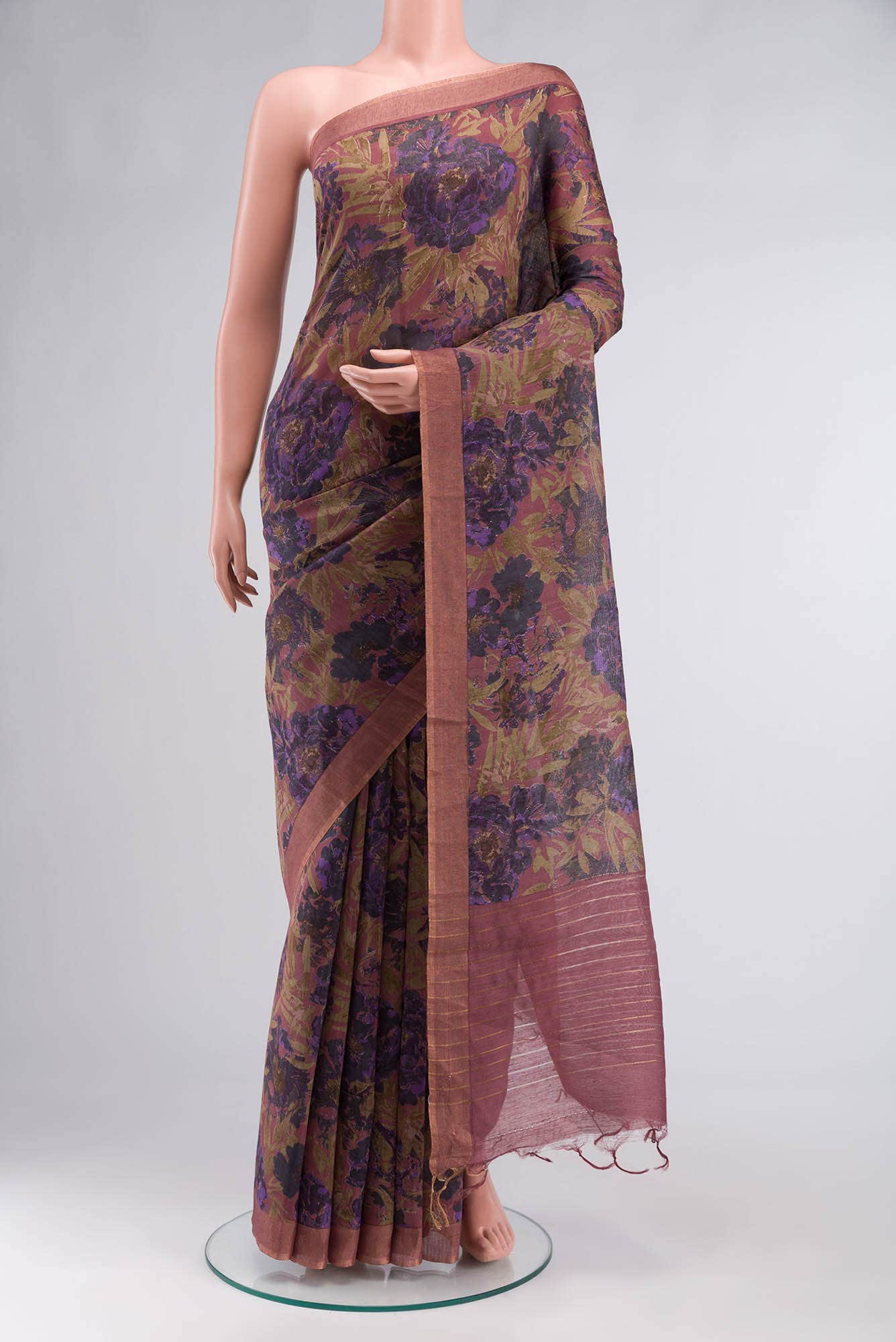 Mauve Bhagalpuri Tussar Silk Saree