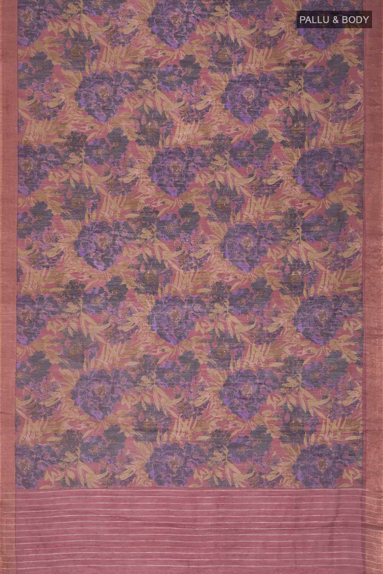 Mauve Bhagalpuri Tussar Silk Saree