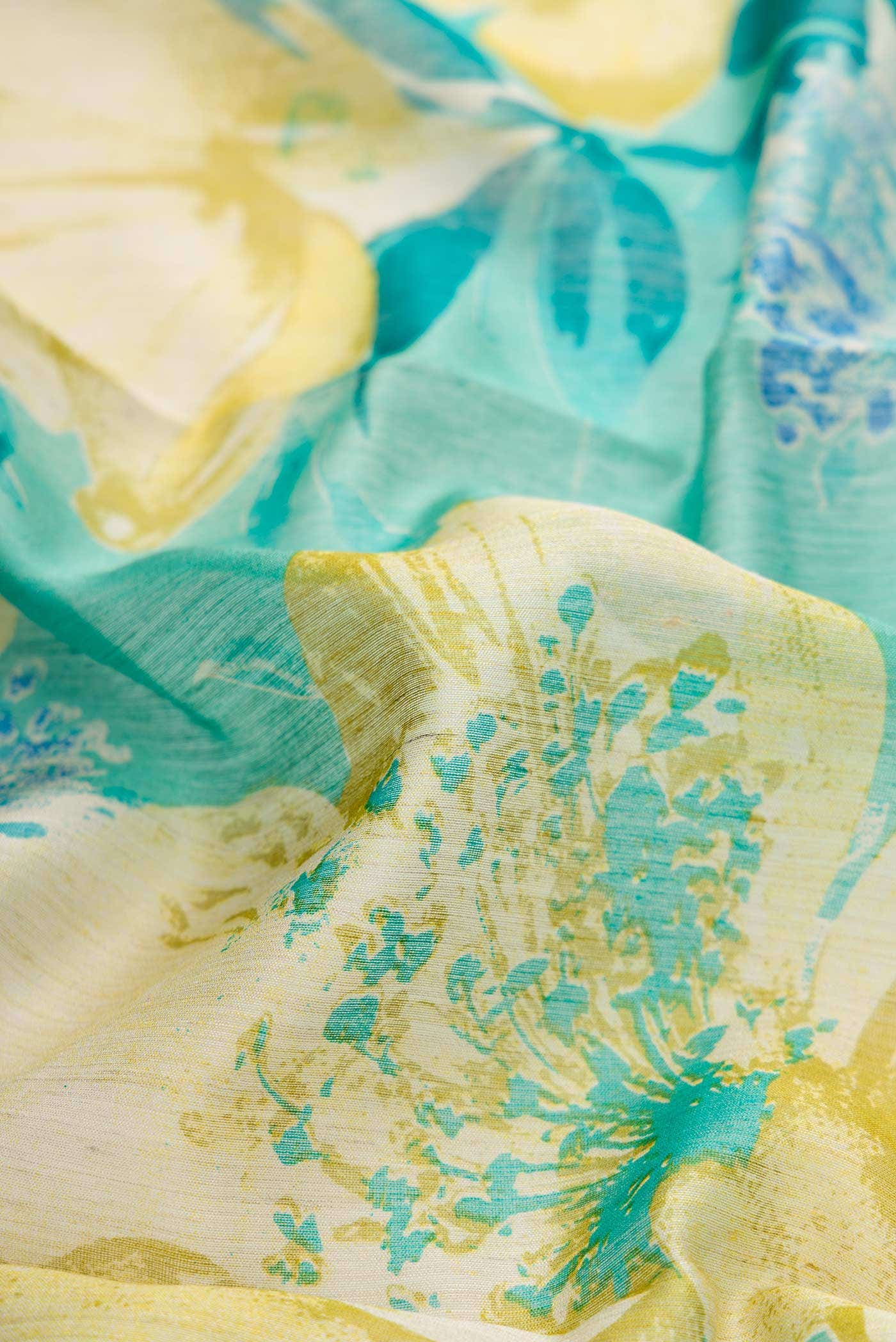 Sea Green Tussar Silk Saree