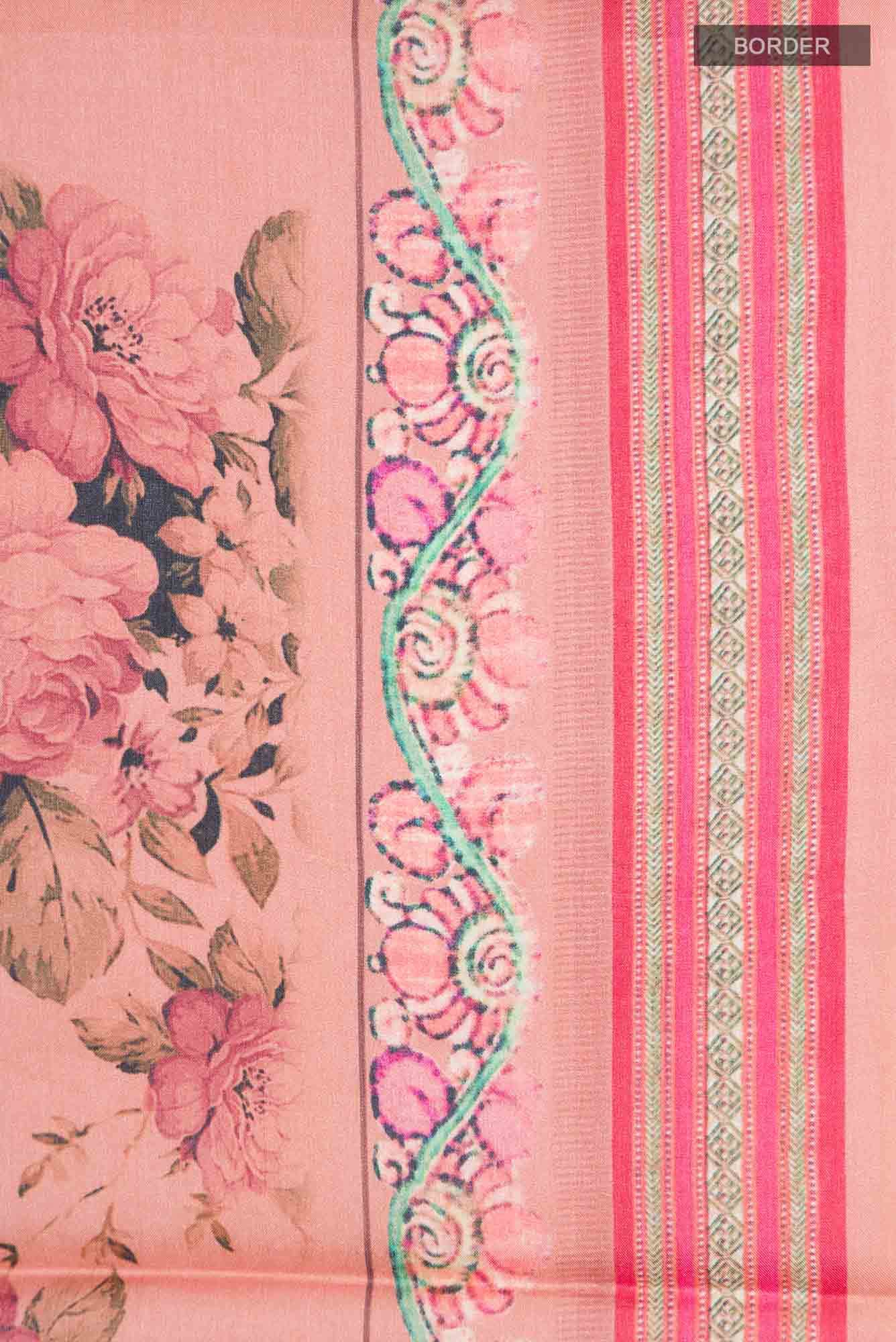Peach Tussar Silk Saree