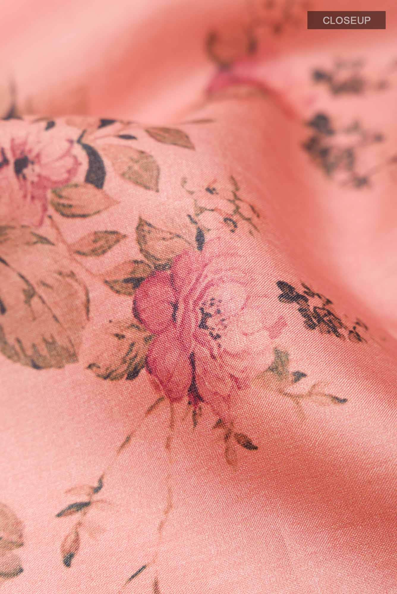 Peach Tussar Silk Saree