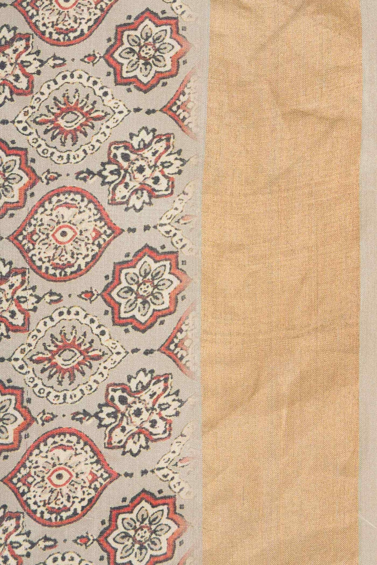 Grey Tussar Silk Saree