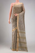Grey Tussar Silk Saree