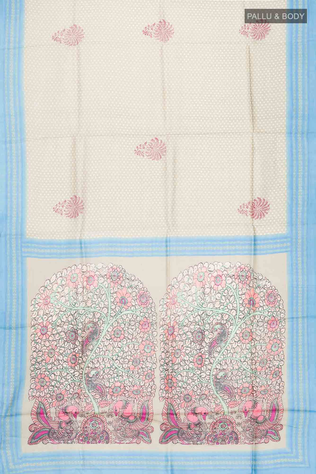 Beige Tussar Silk Saree