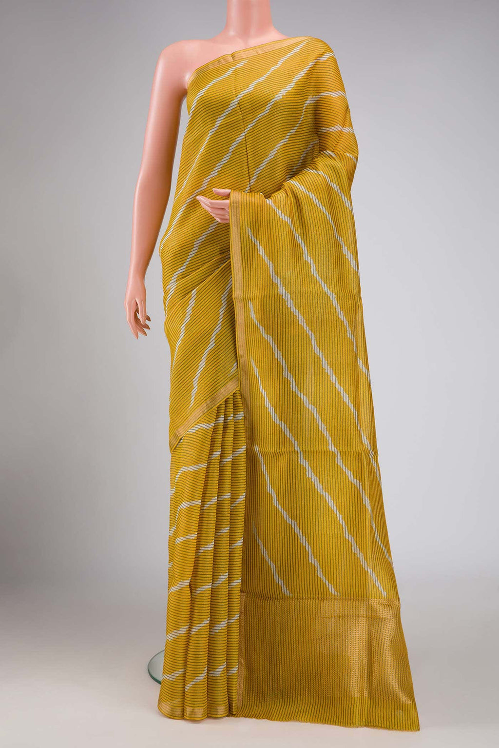 Yellow Dual Tone Tussar Silk Saree