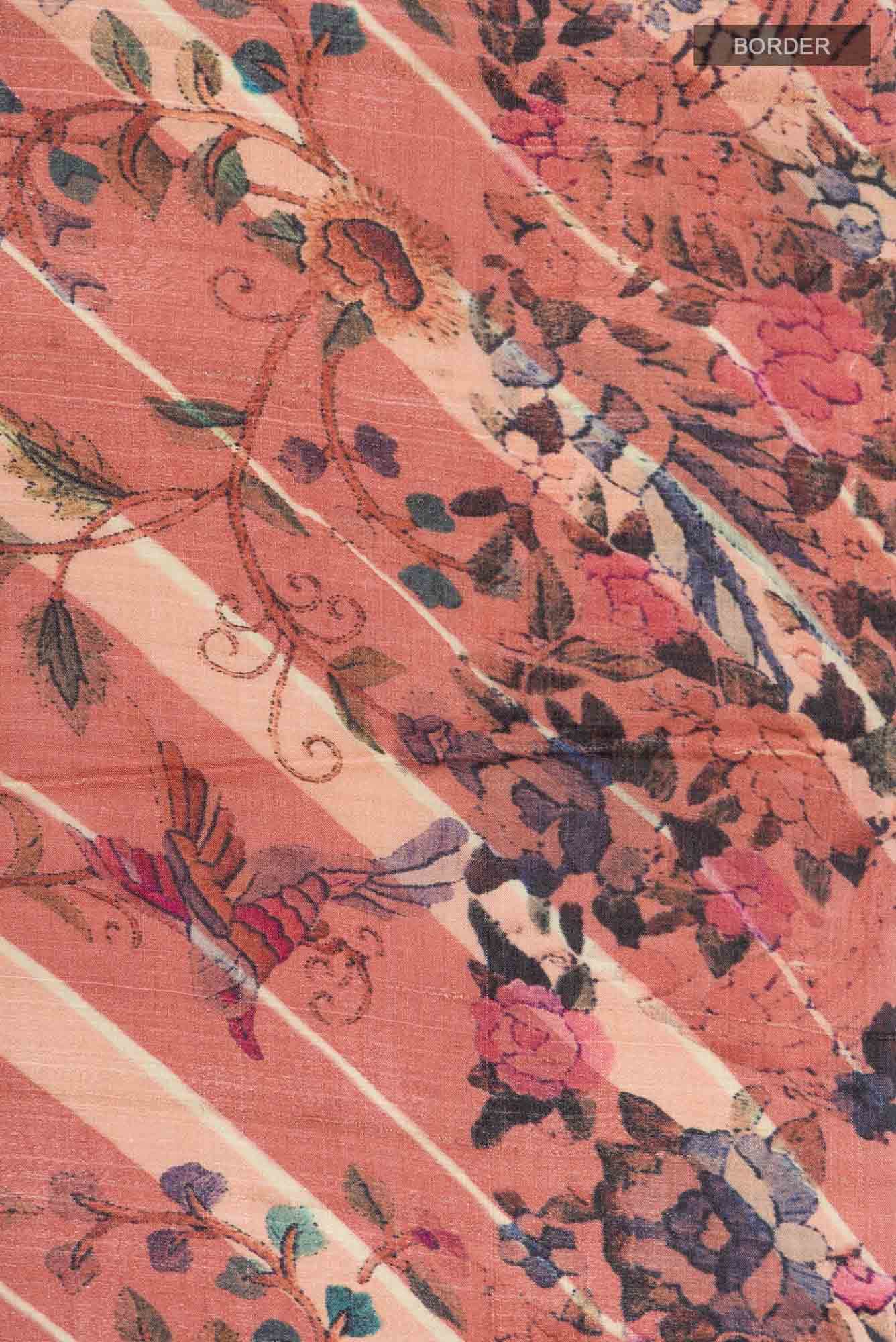 Coral Bhagalpuri Tussar Silk Saree