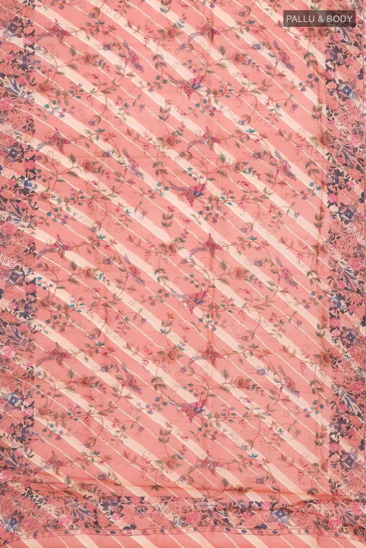 Coral Bhagalpuri Tussar Silk Saree