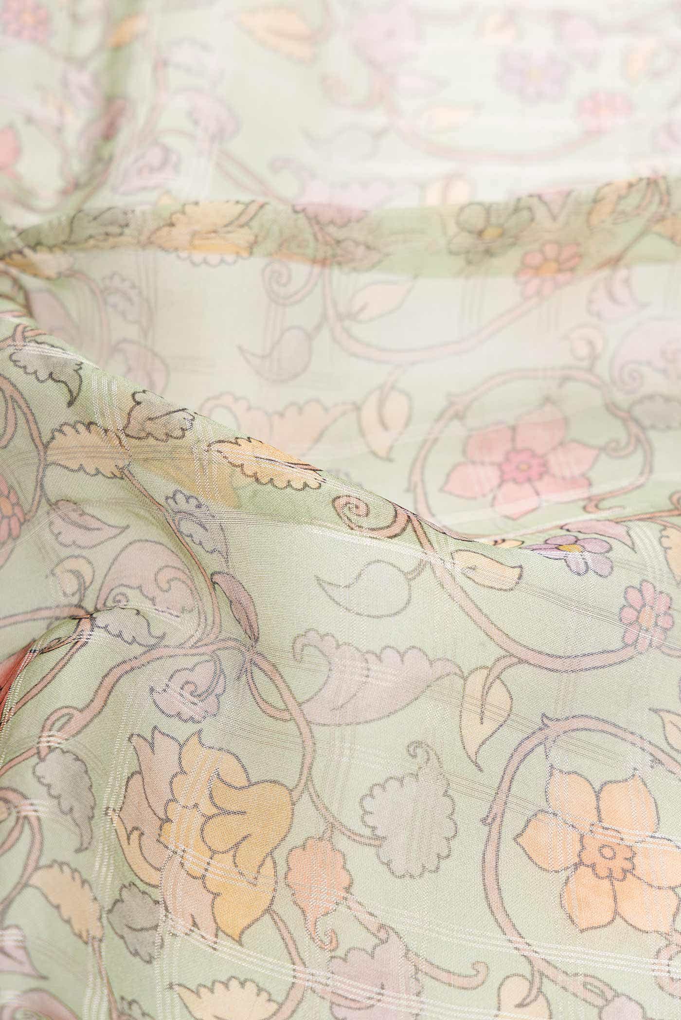 Pista Green Organza Silk Saree