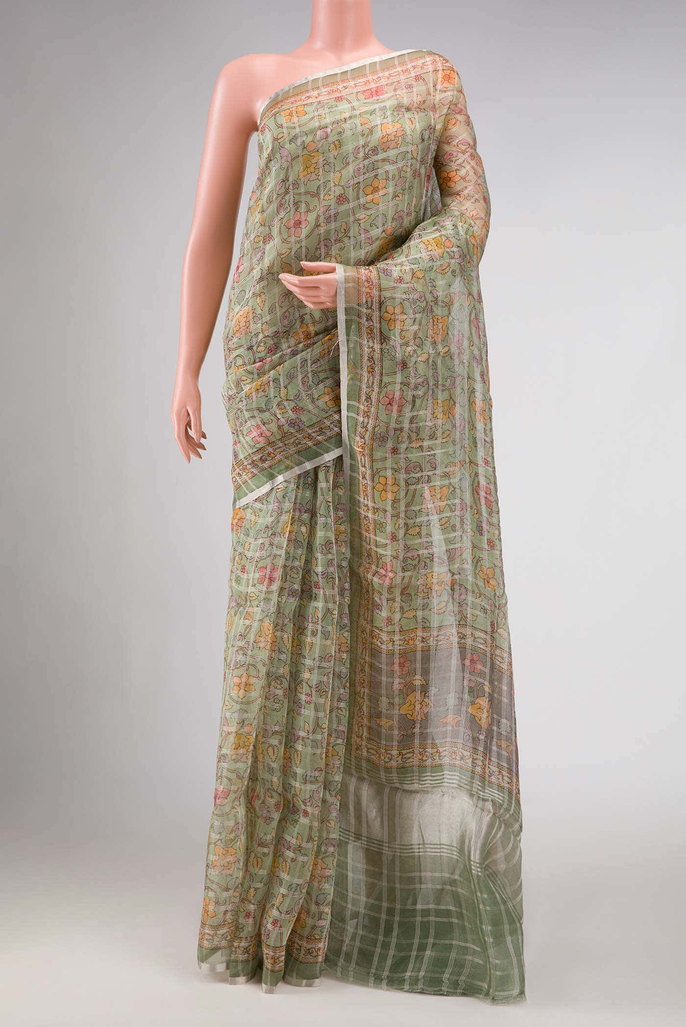 Pista Green Organza Silk Saree