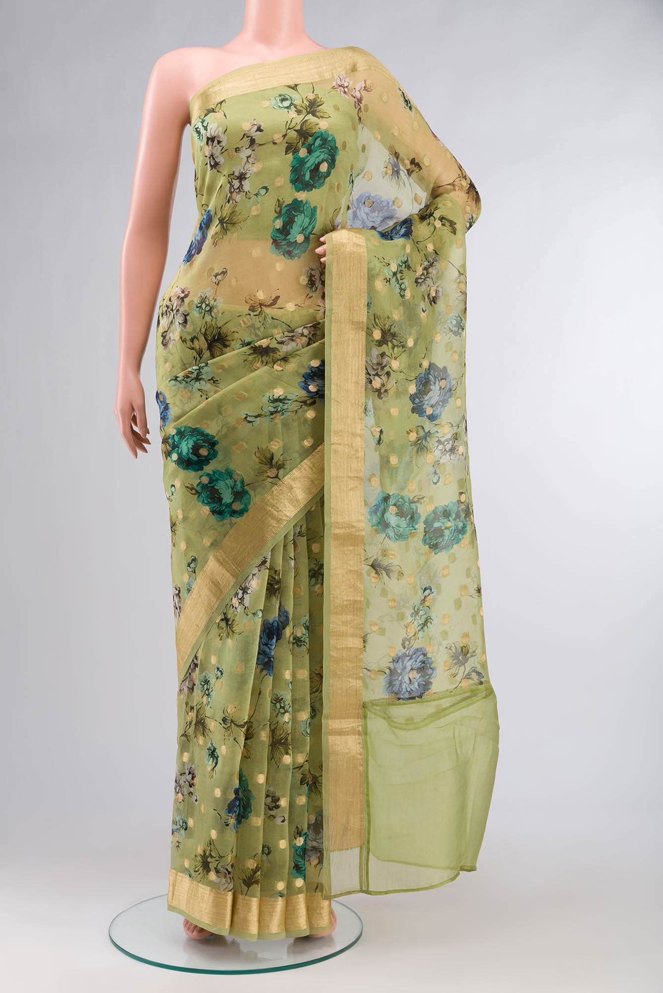 Green Organza Silk Saree