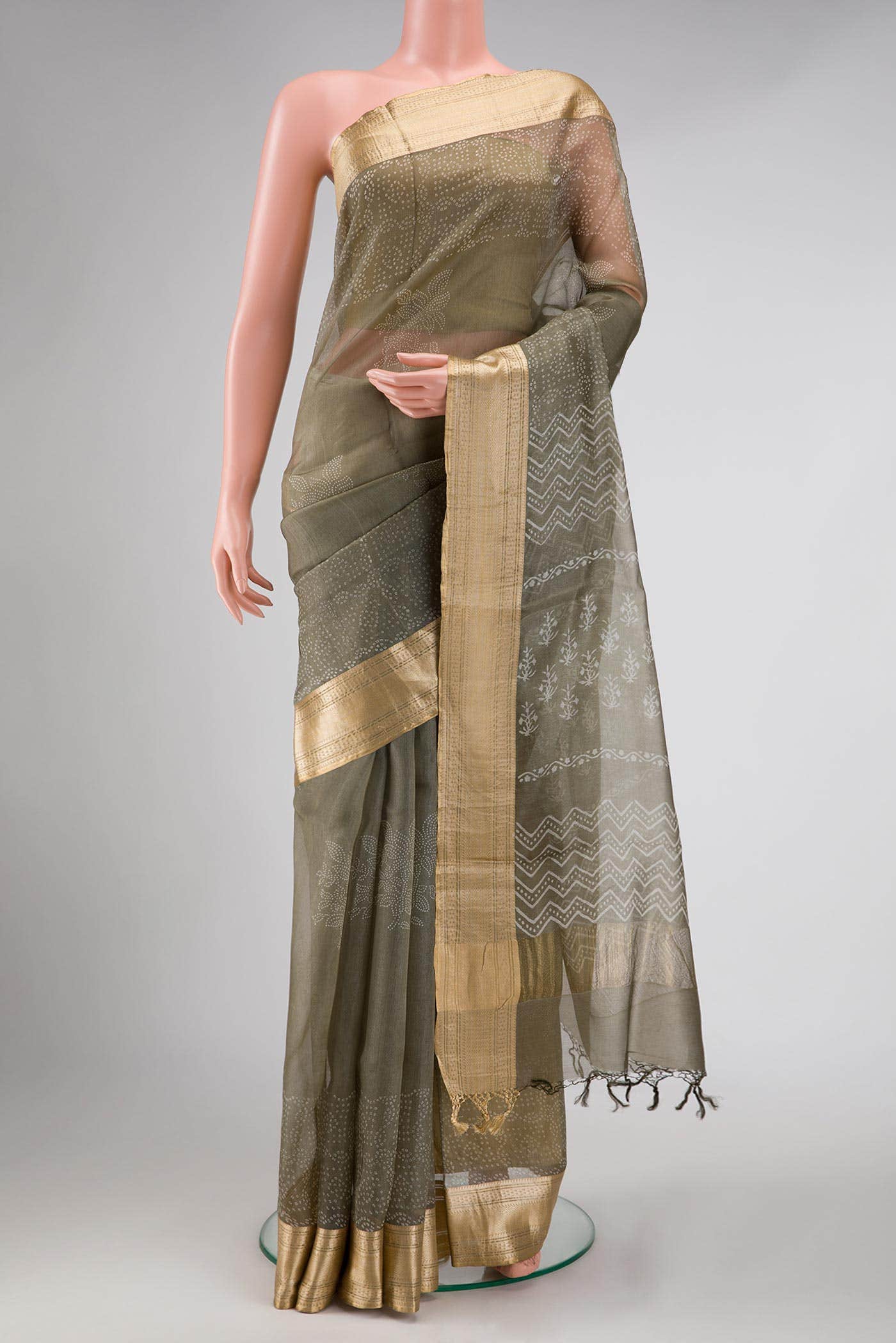 Davys Grey Organza Silk Saree