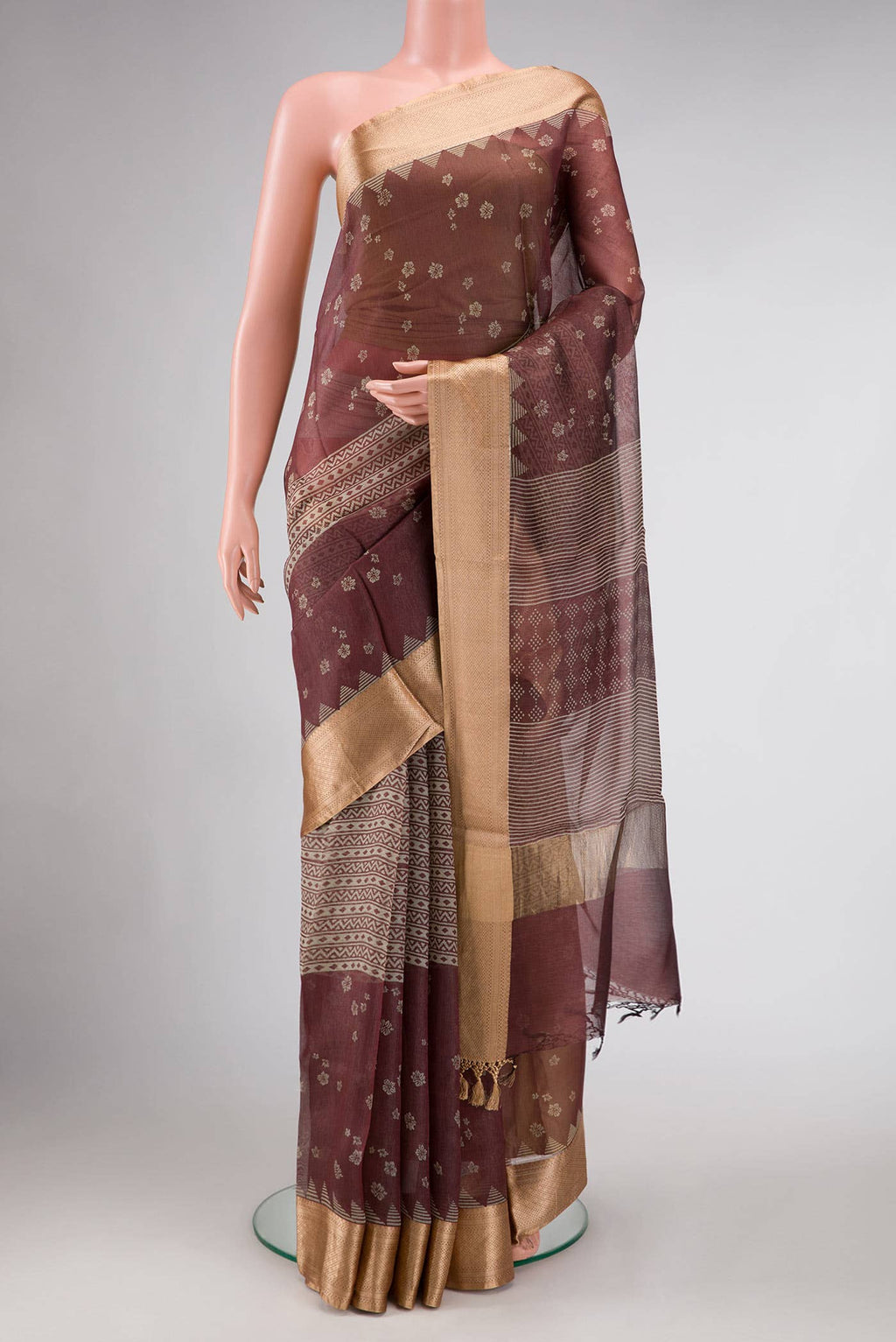 Maroon Organza Silk Saree