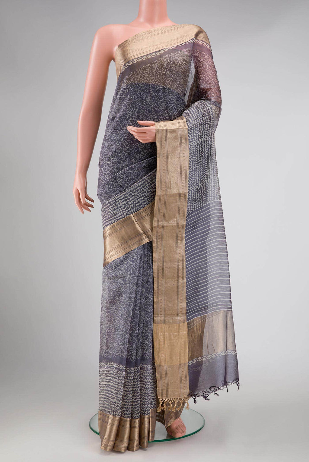 Grey Organza Silk Saree