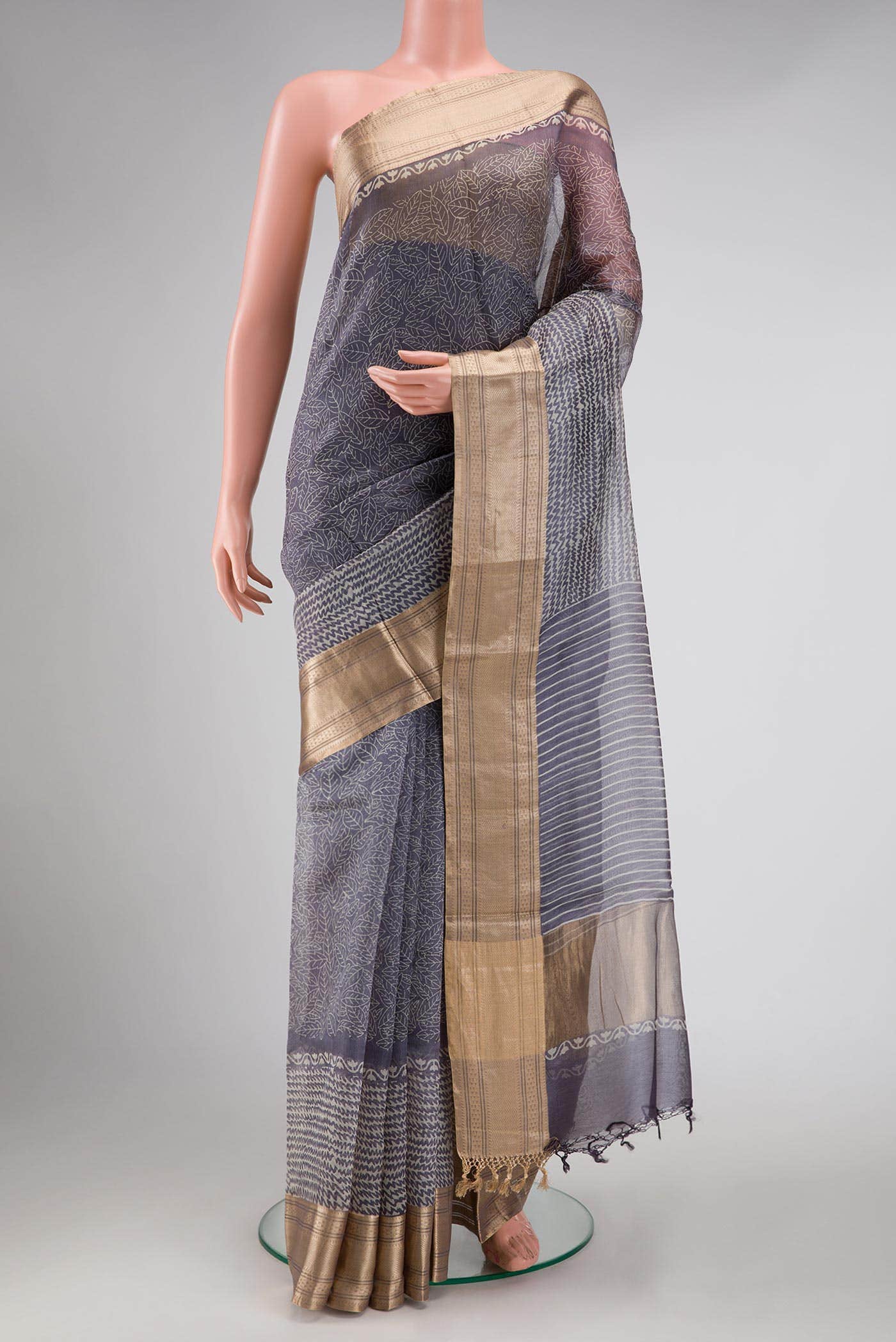 Grey Organza Silk Saree