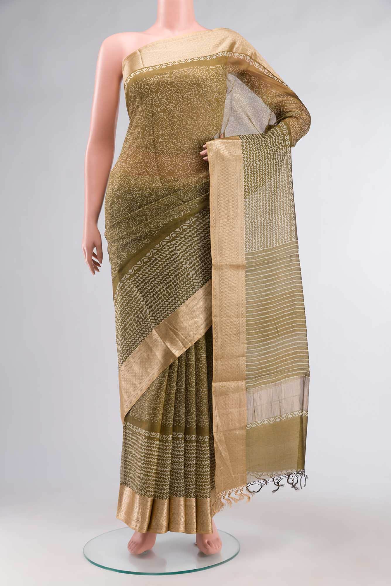Mehandi Green Organza Silk Saree