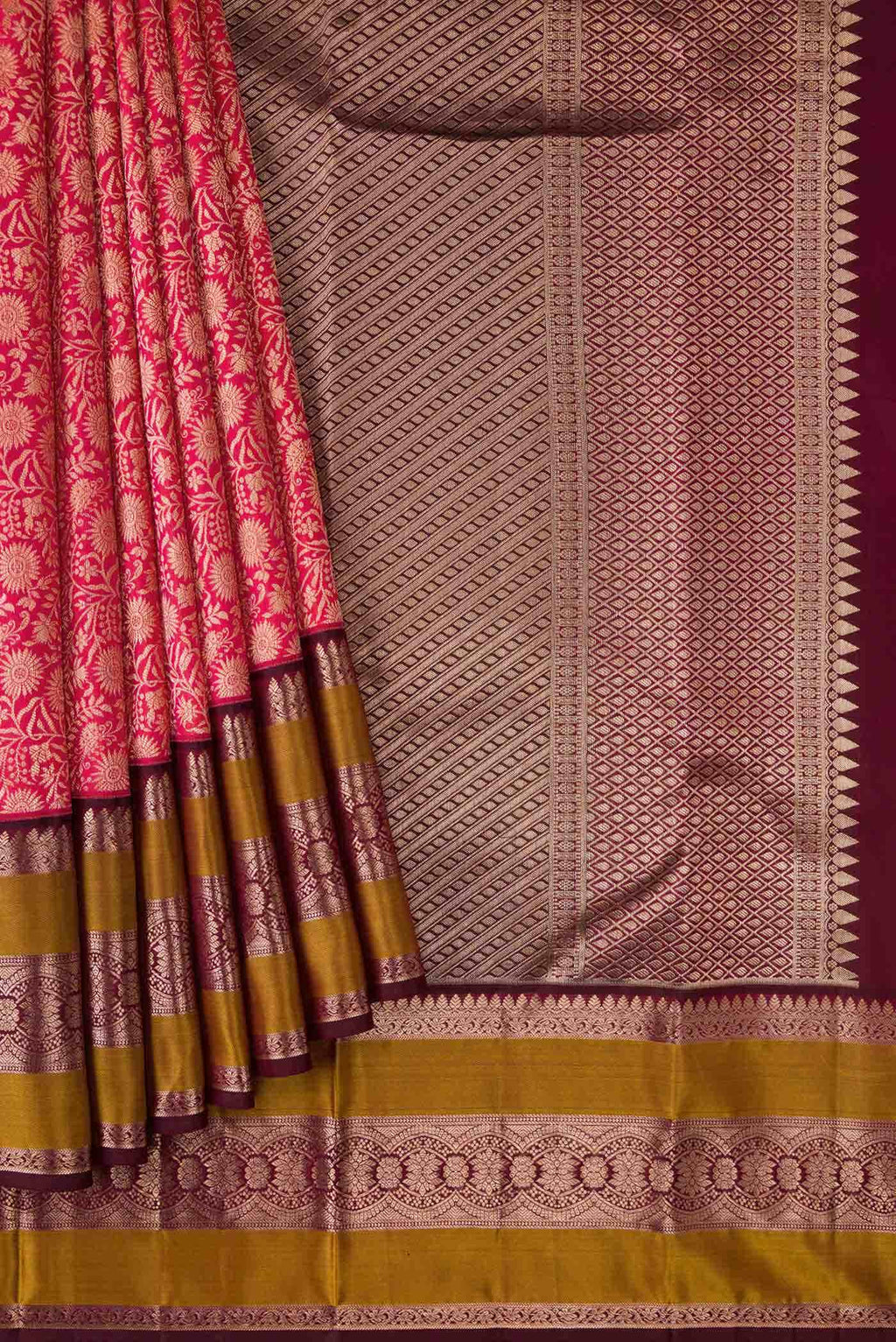 Pink Dual Tone Kanchipuram Silk Saree