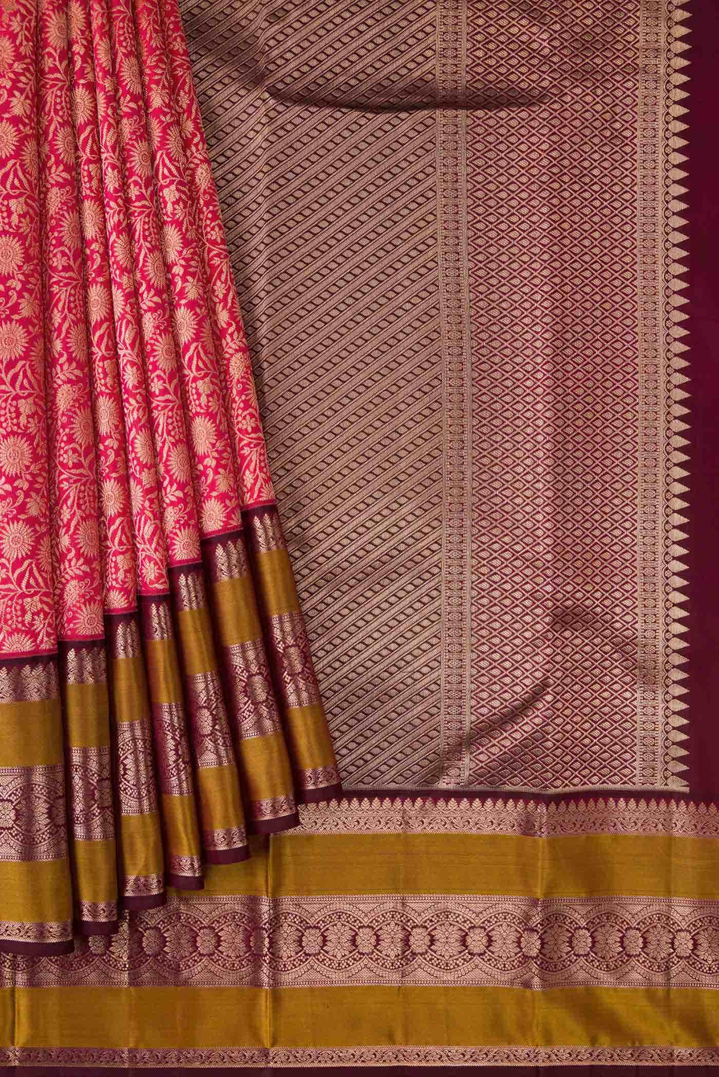 Pink Dual Tone Kanchipuram Silk Saree