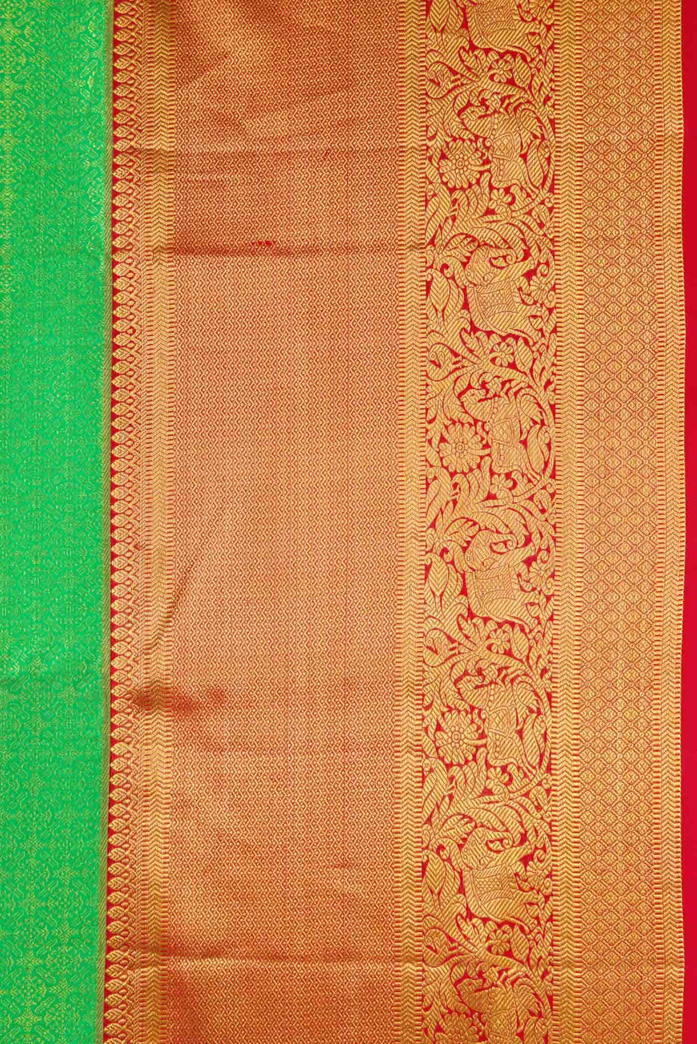 Parrot Green Kanchipuram Silk Saree