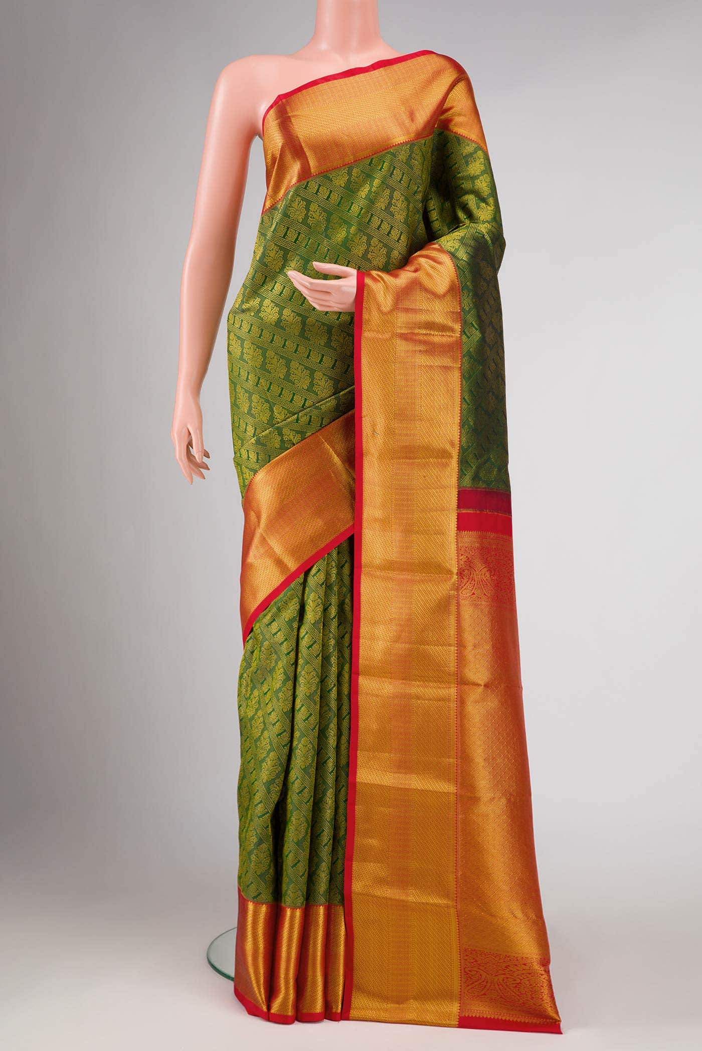Green Dual Tone Kanchipuram Silk Saree