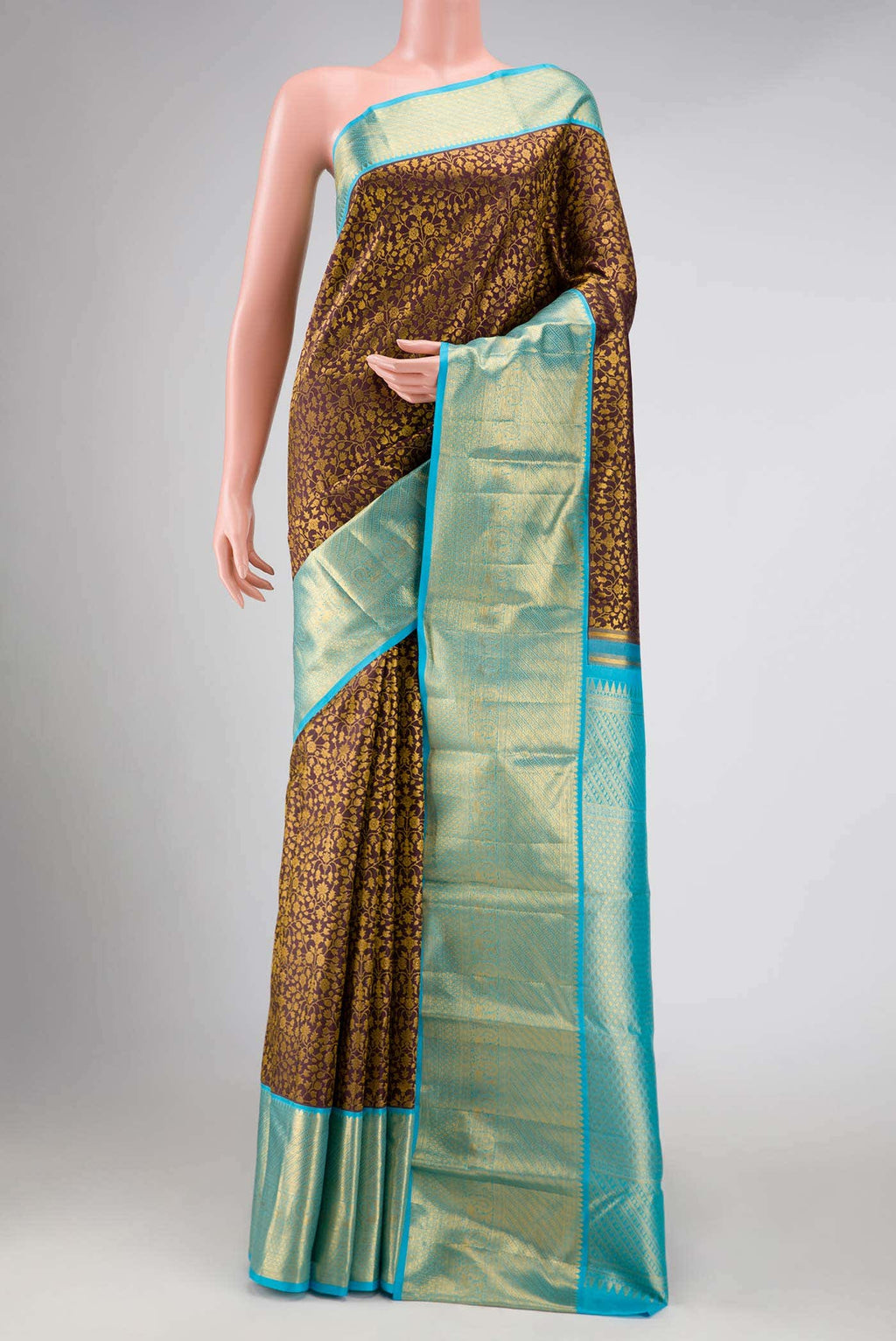 Burgundy Dual Tone Kanchipuram Silk Saree