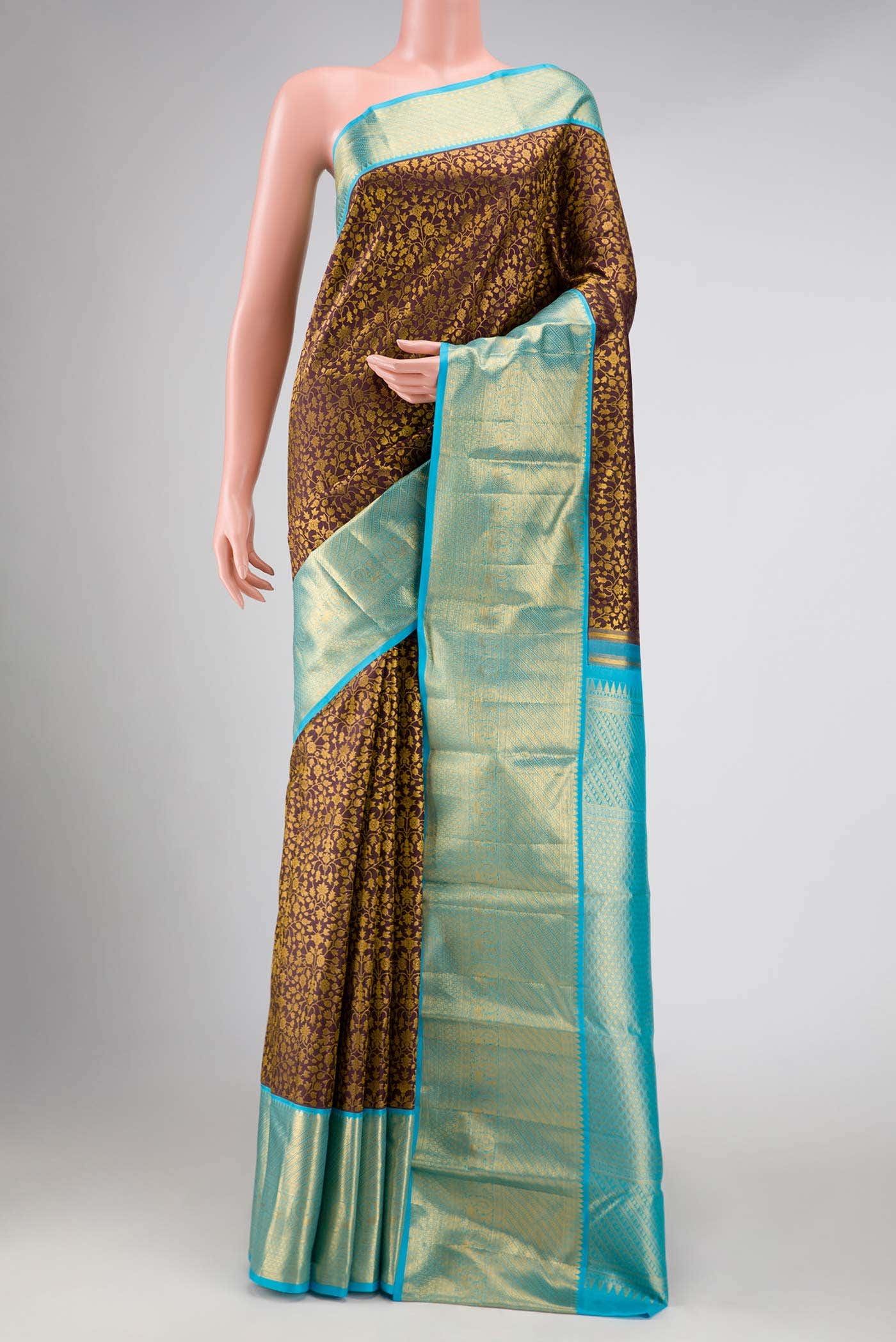 Burgundy Dual Tone Kanchipuram Silk Saree