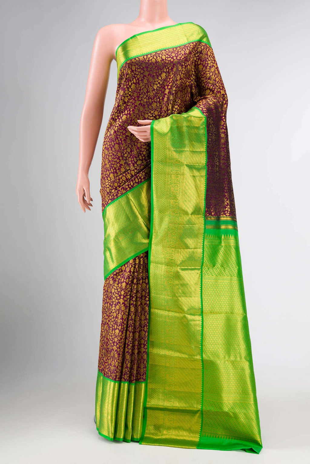 Magenta Dual Tone Kanchipuram Silk Saree