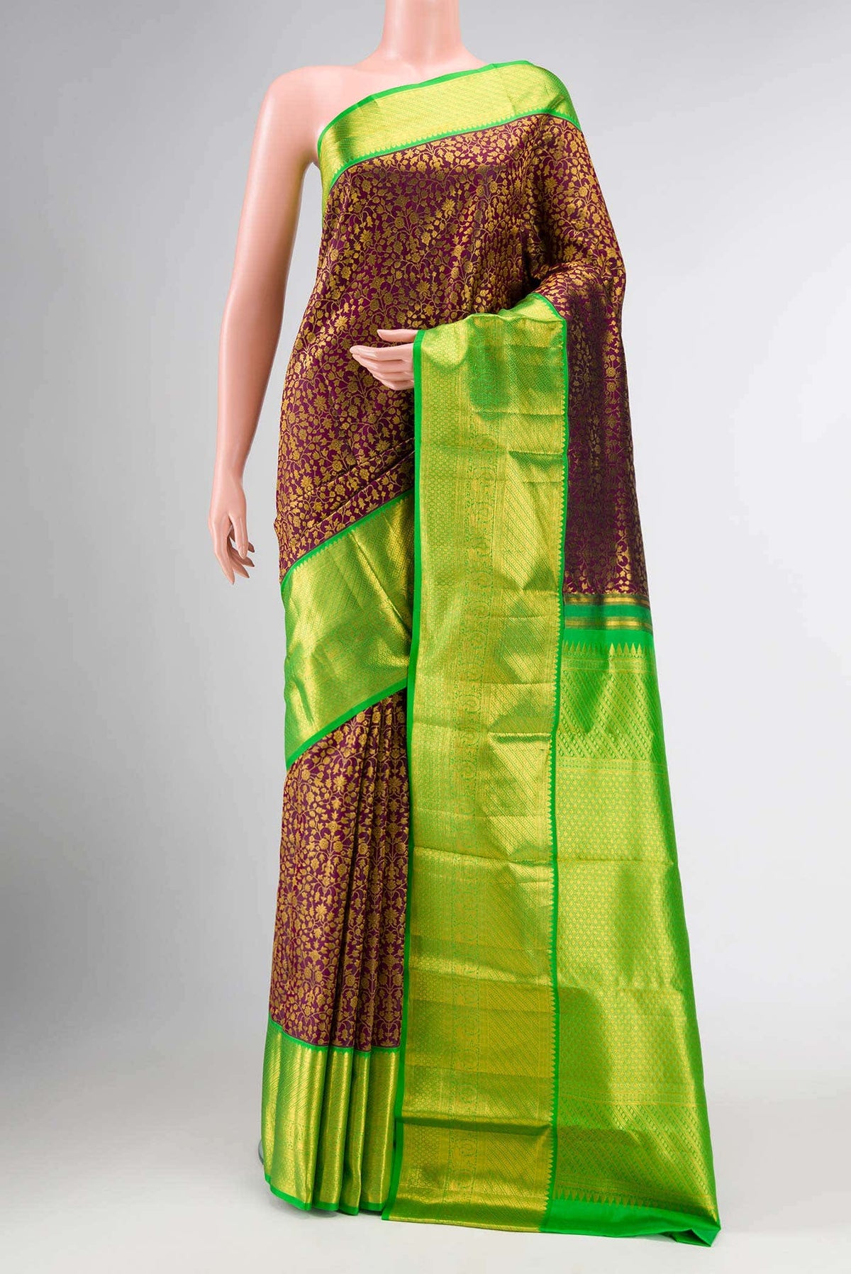 Magenta Dual Tone Kanchipuram Silk Saree