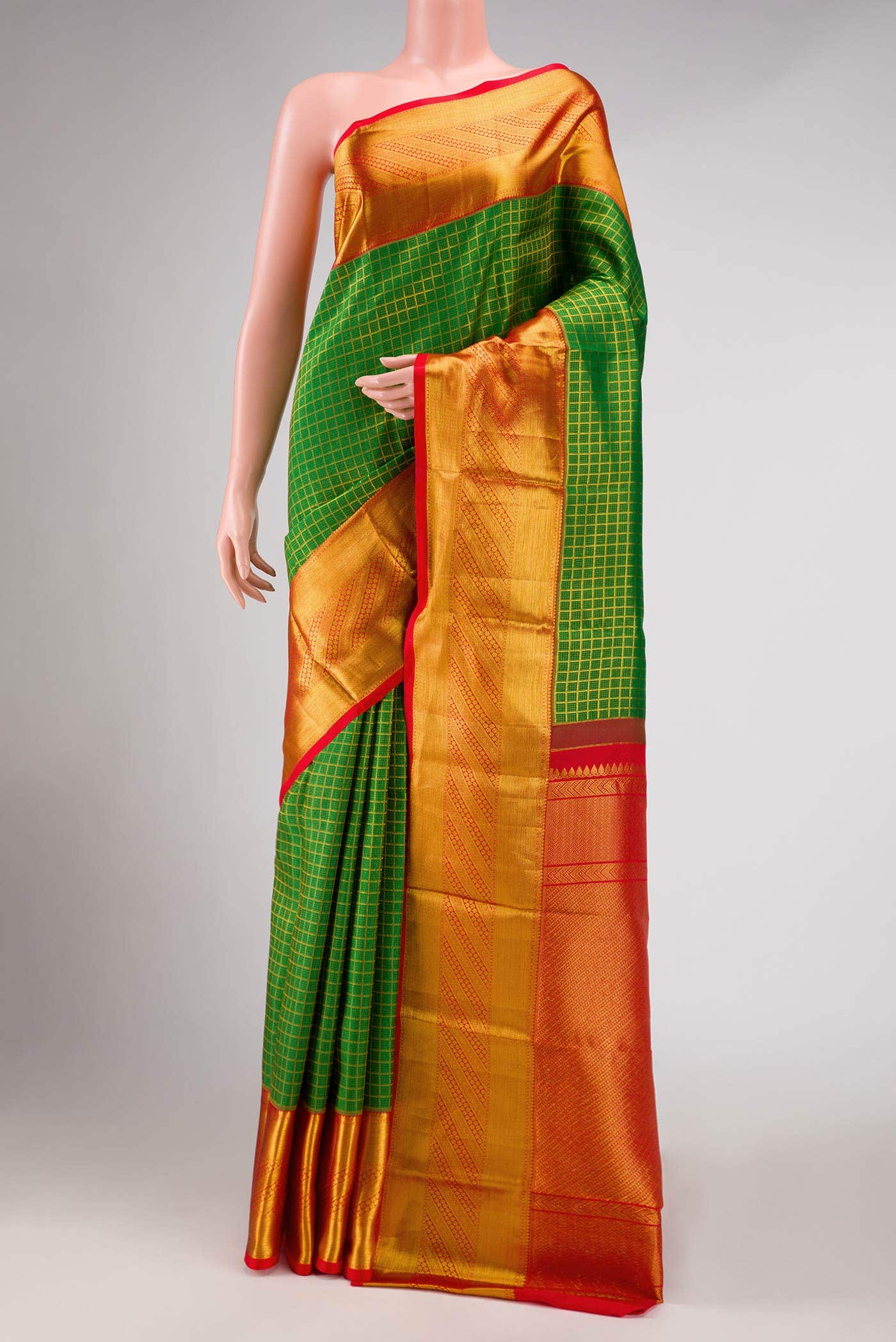 Green Dual Tone Kanchipuram Silk Saree