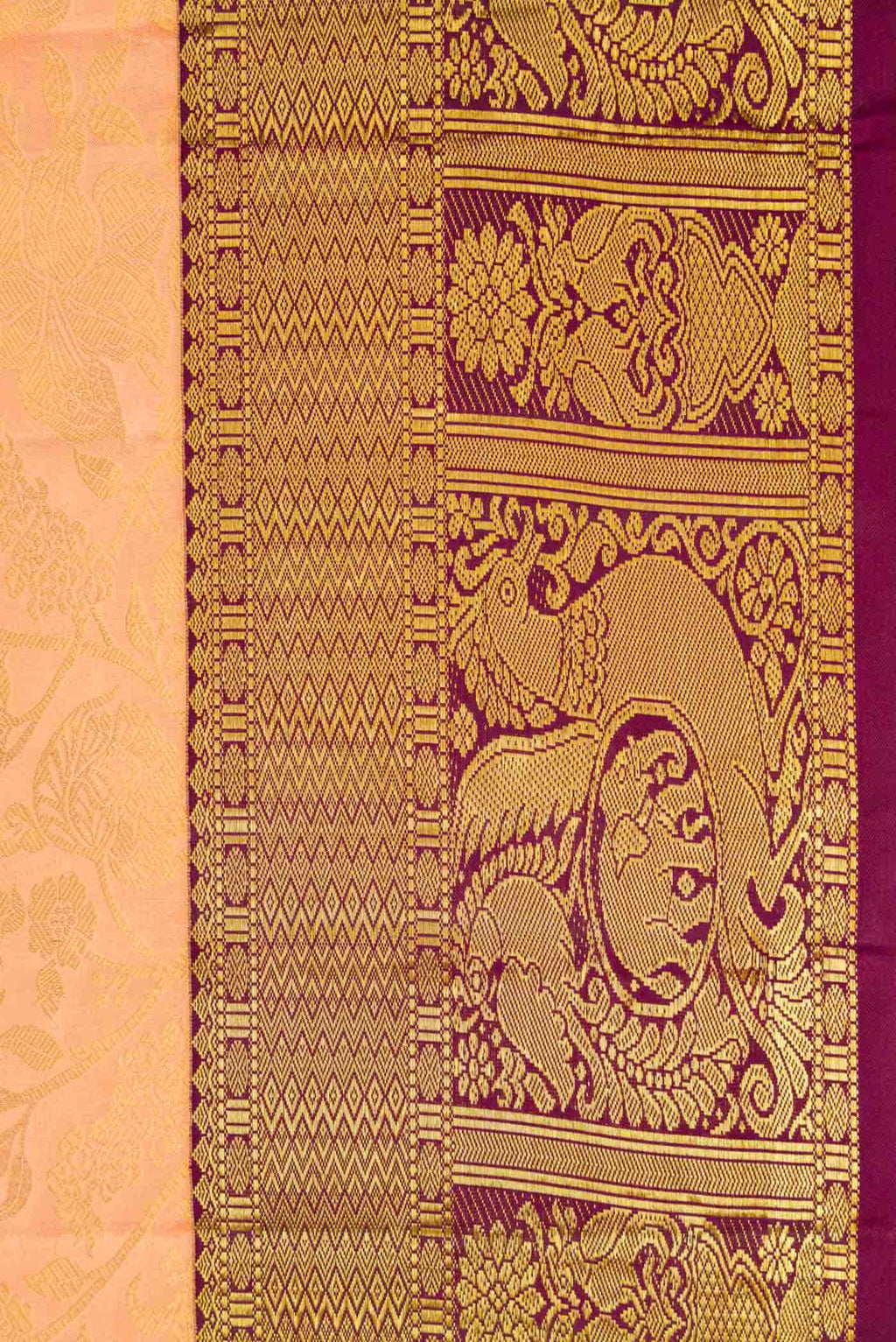 Golden Peach Kanchipuram Silk Saree