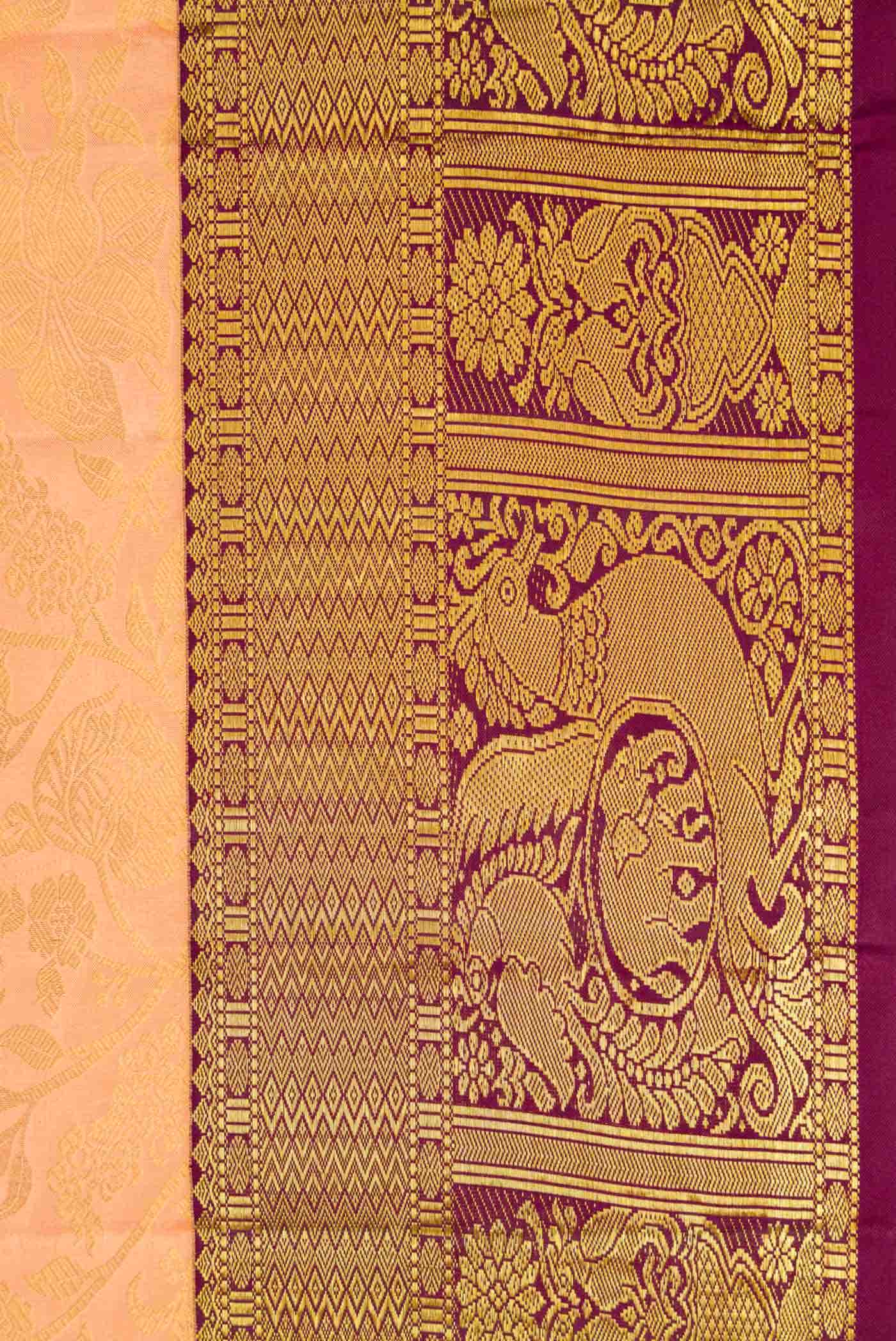 Golden Peach Kanchipuram Silk Saree