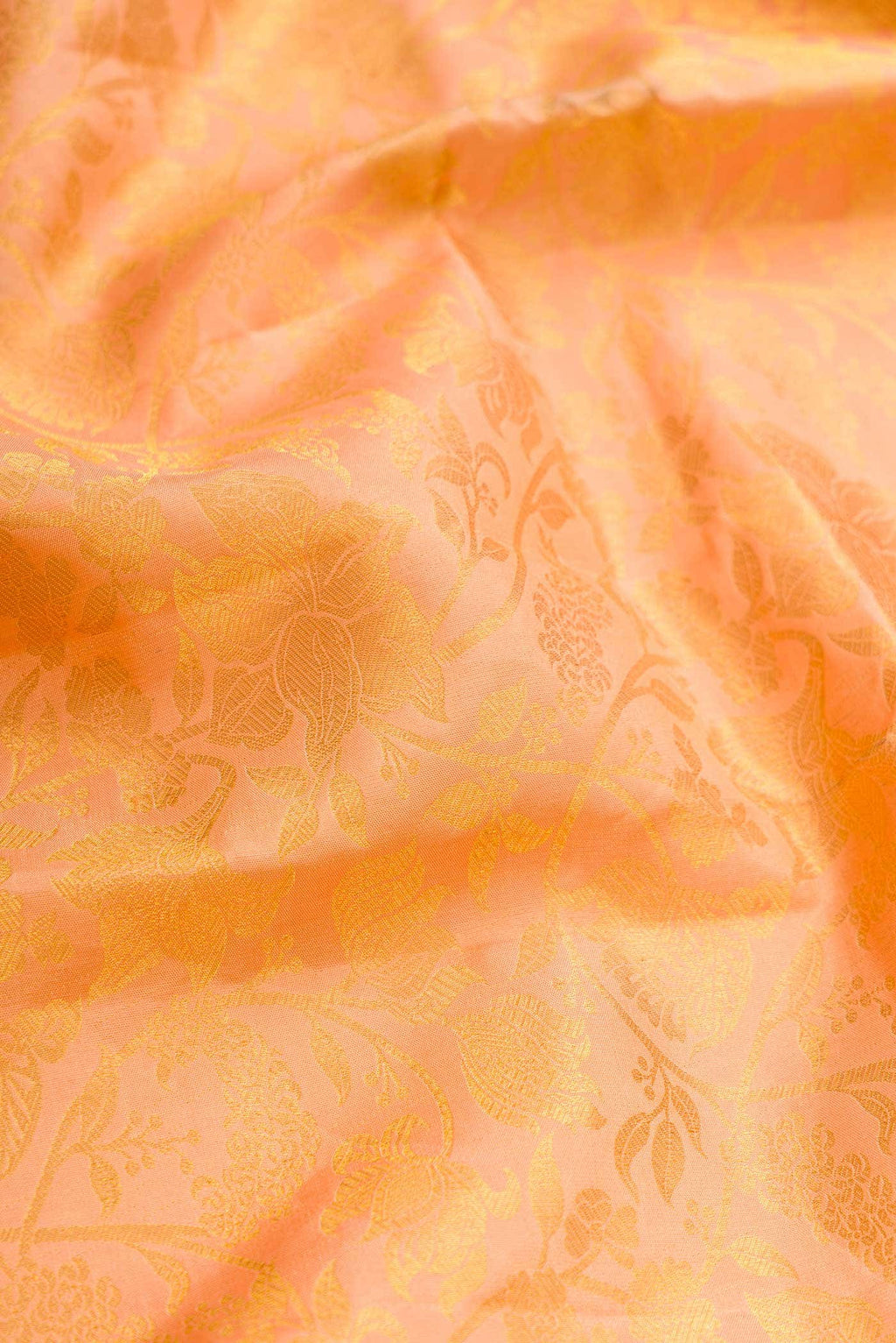 Golden Peach Kanchipuram Silk Saree