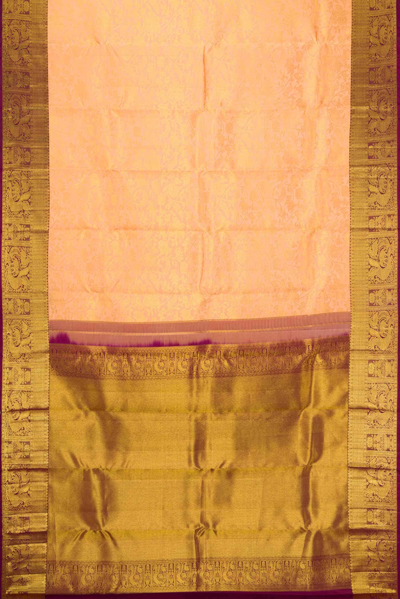 Golden Peach Kanchipuram Silk Saree