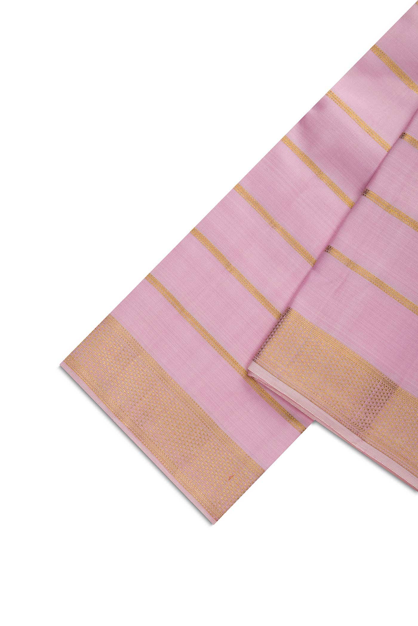Pink Silk Dhoti With Angavastram (8X4) Muzham