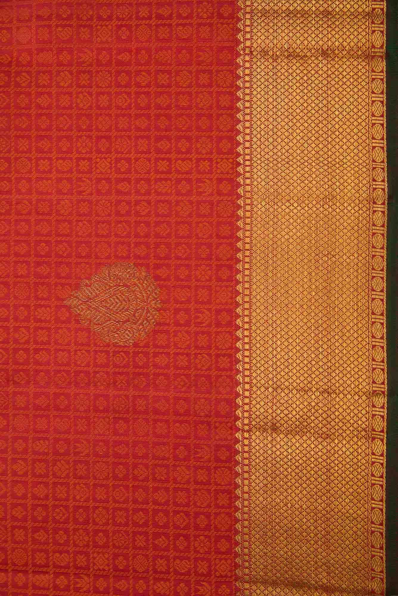 Pure Silk Pure Zari Red Dual Tone Kanchipuram Saree