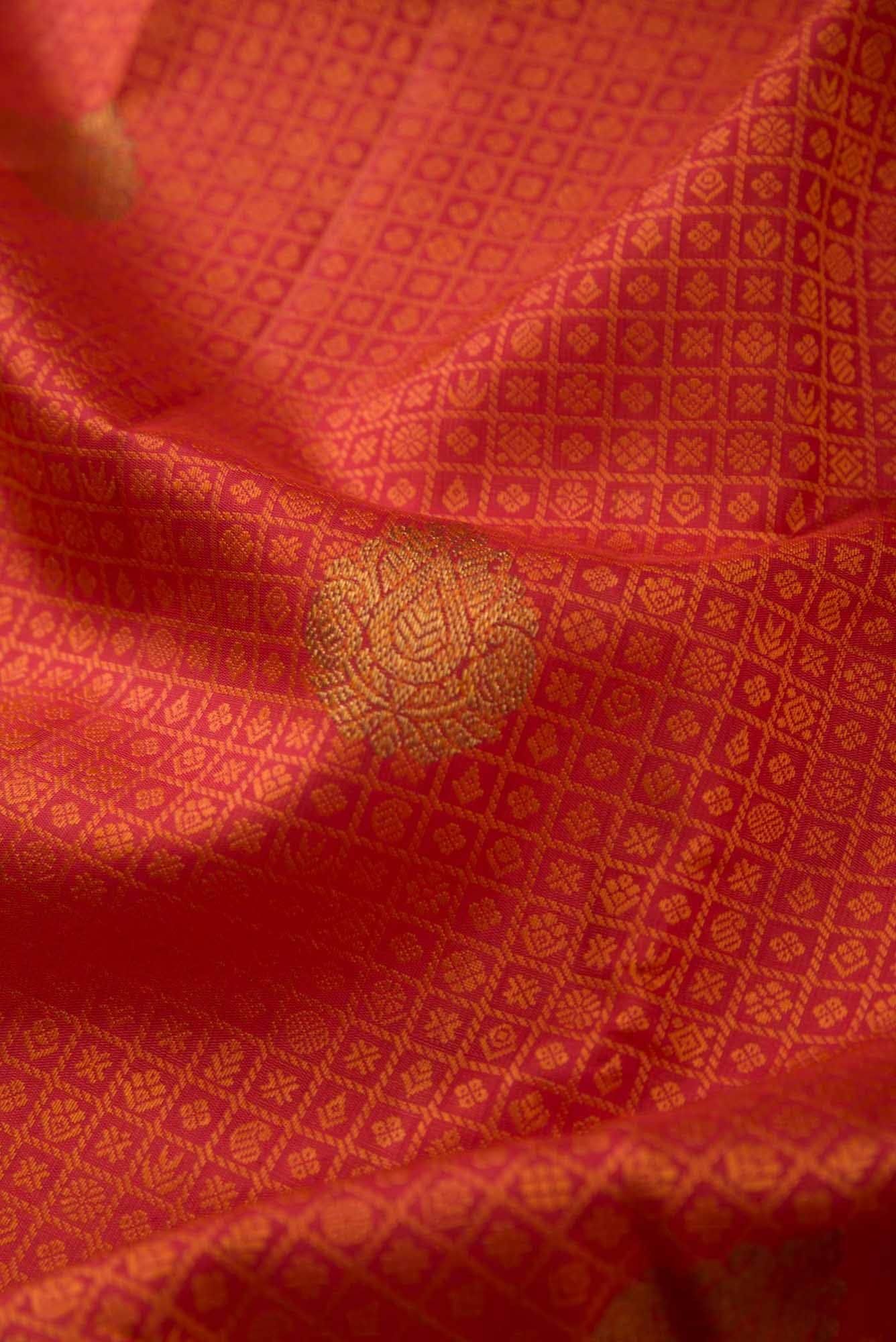 Pure Silk Pure Zari Red Dual Tone Kanchipuram Saree