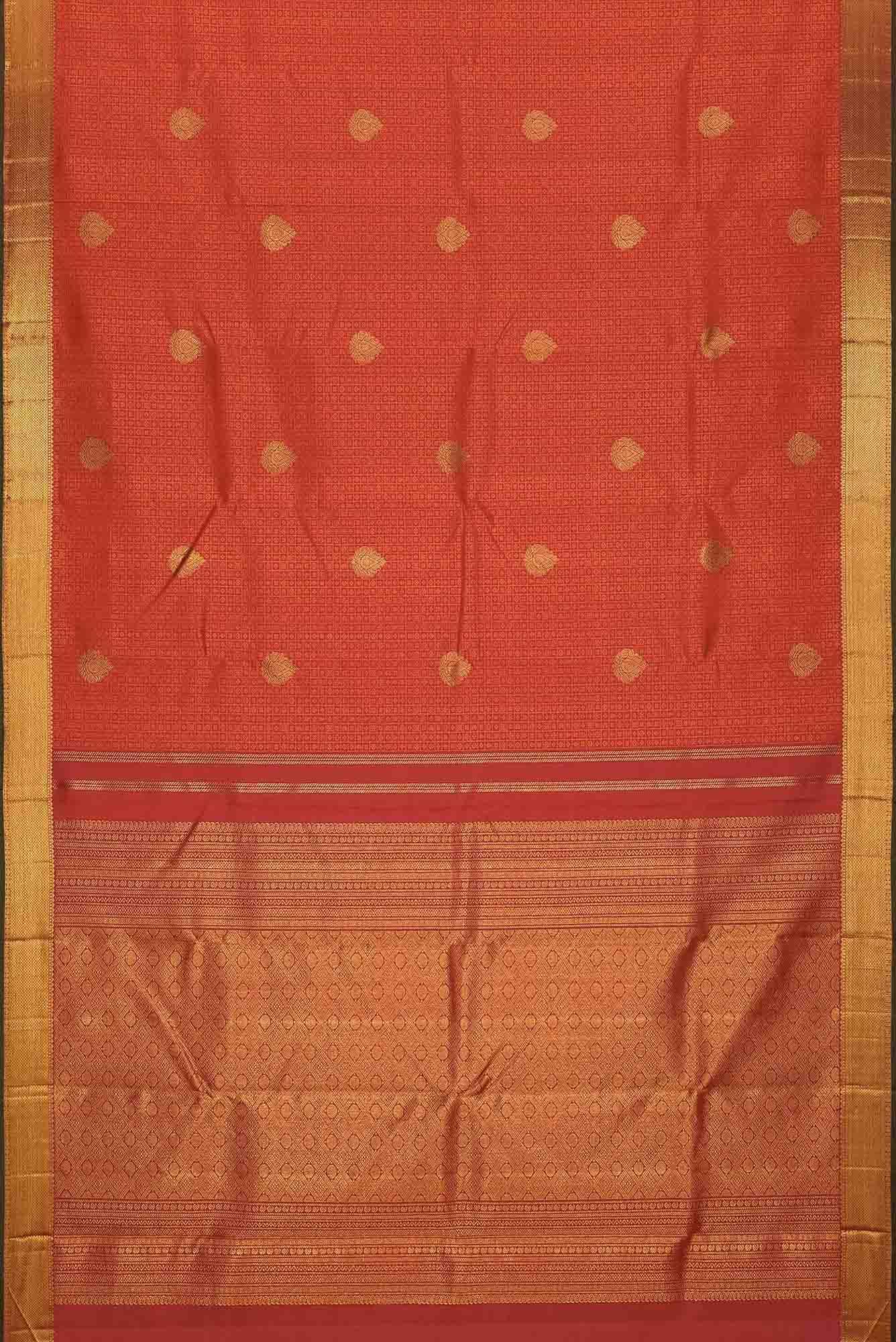 Pure Silk Pure Zari Red Dual Tone Kanchipuram Saree