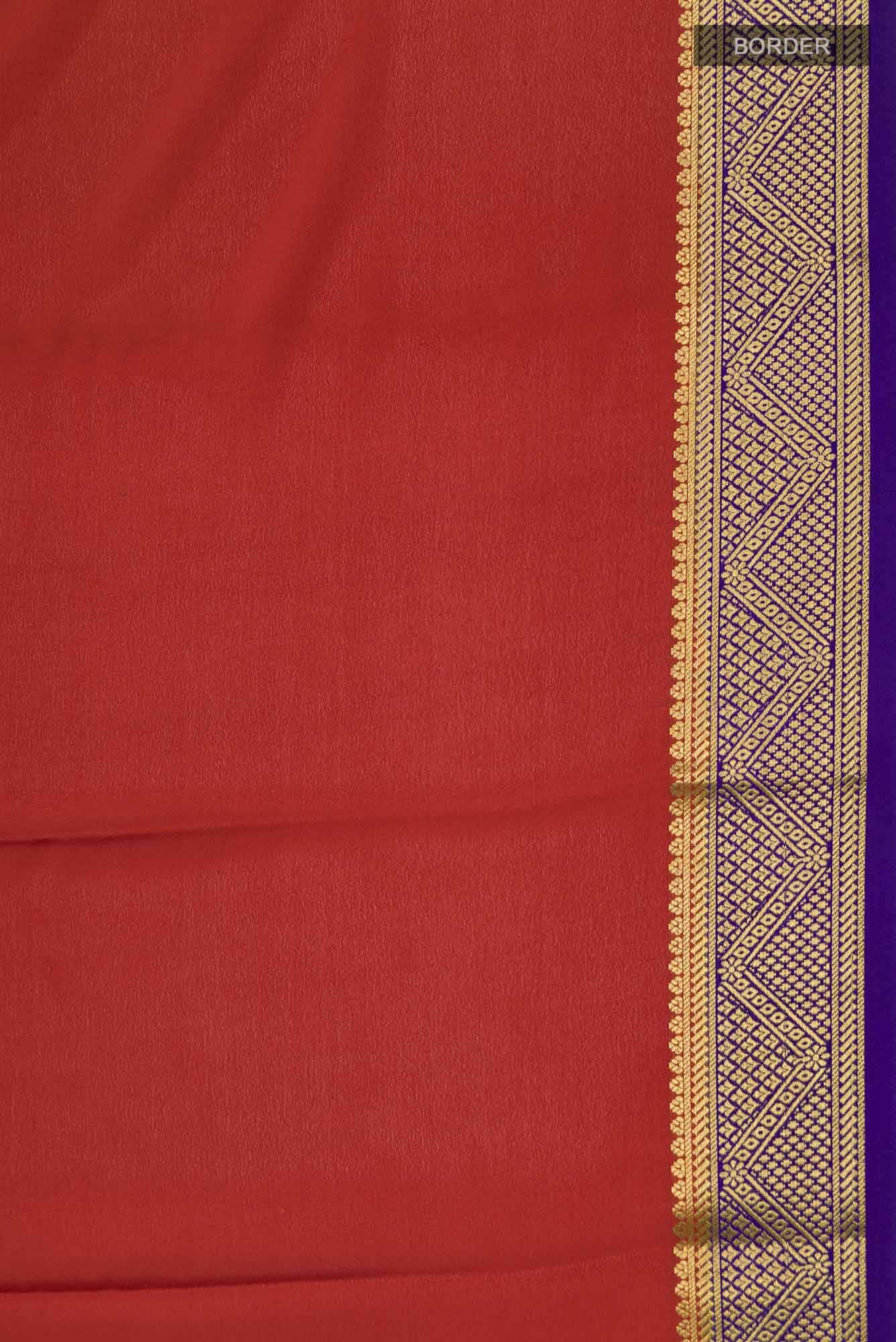 Brick Orange Mysore Crepe Saree