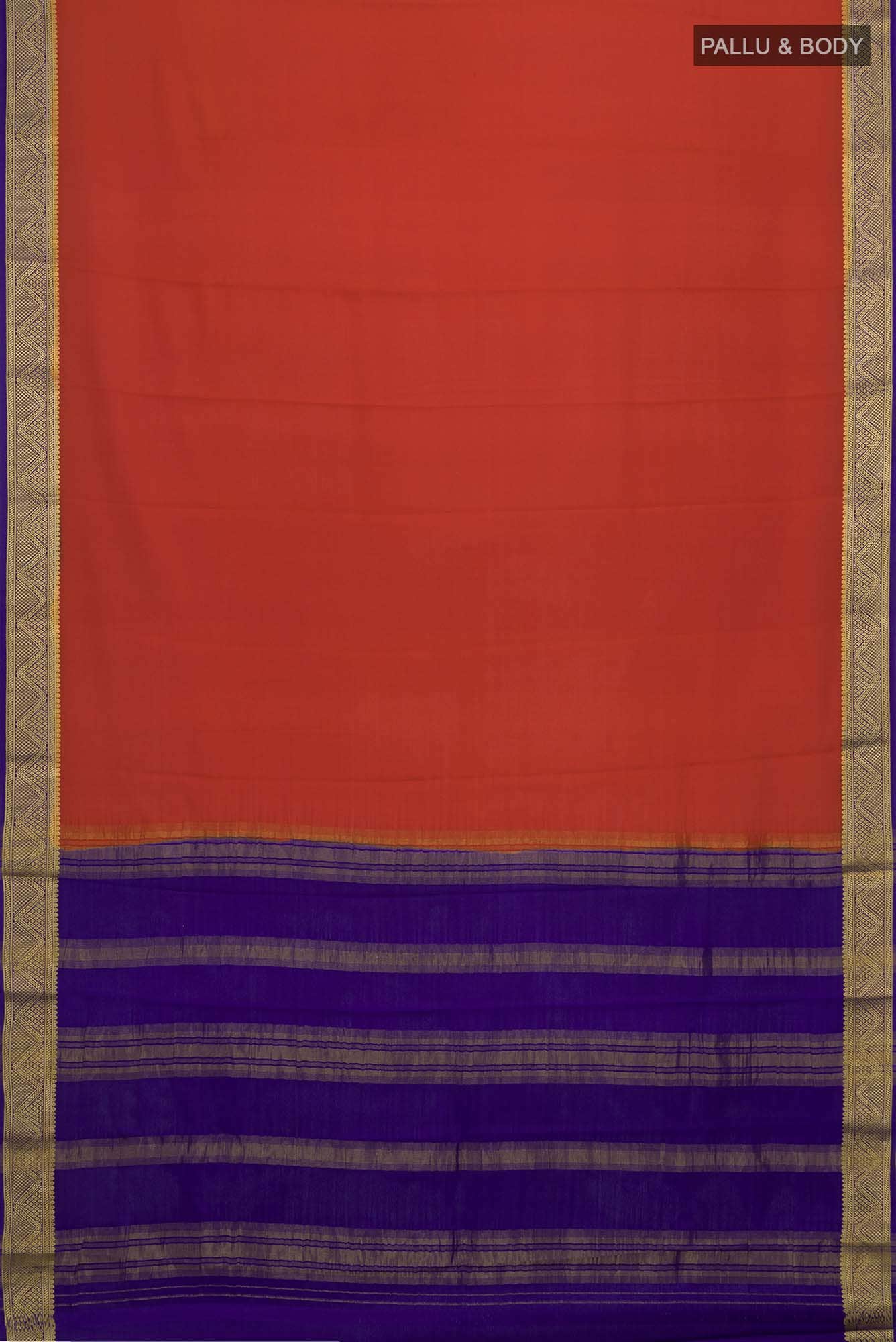 Brick Orange Mysore Crepe Saree