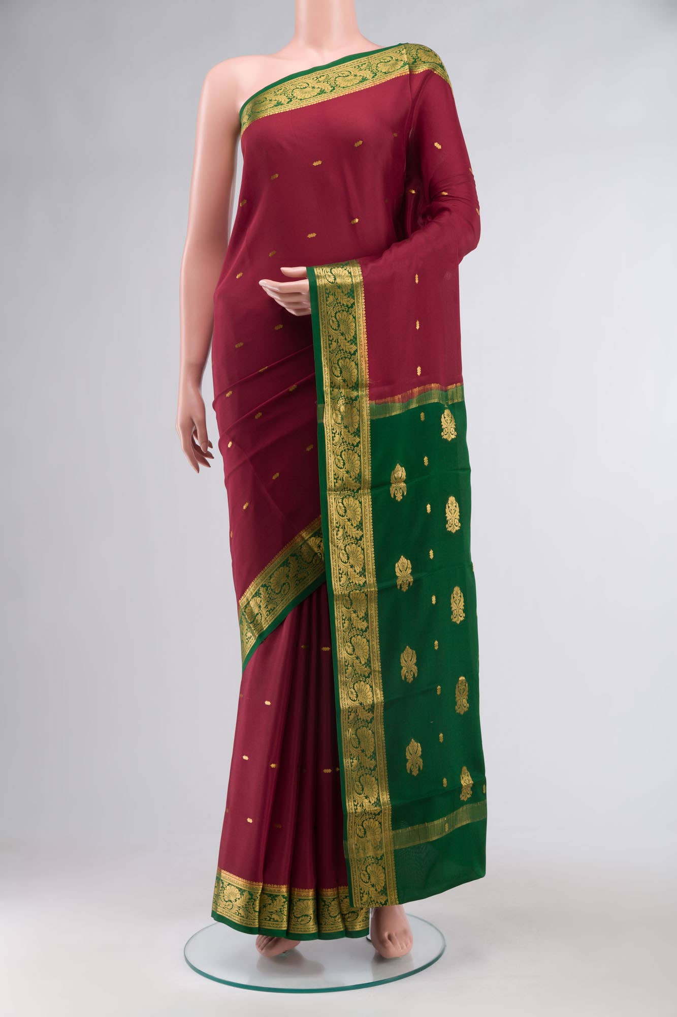 Maroon Crepe Saree