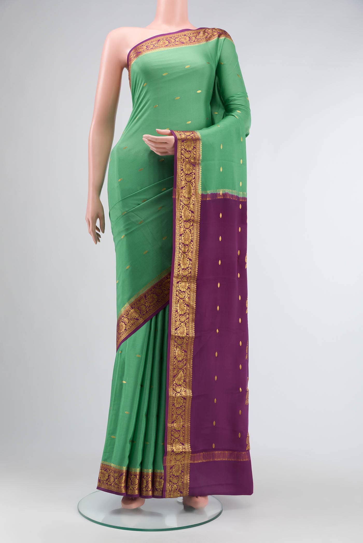 Green Mysore Crepe Saree