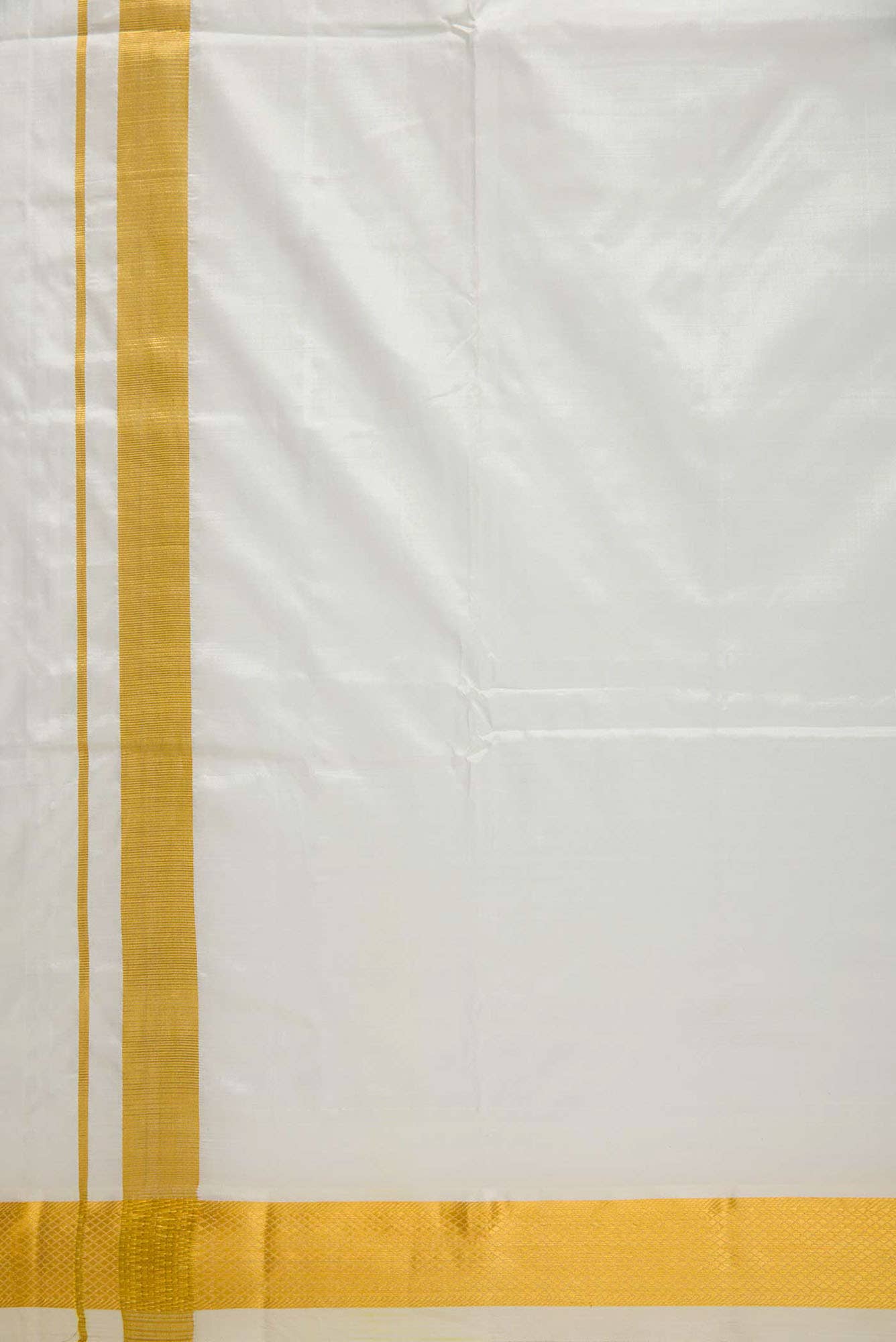 Cream Silk Dhoti With Angavastram (10X 6) Muzham