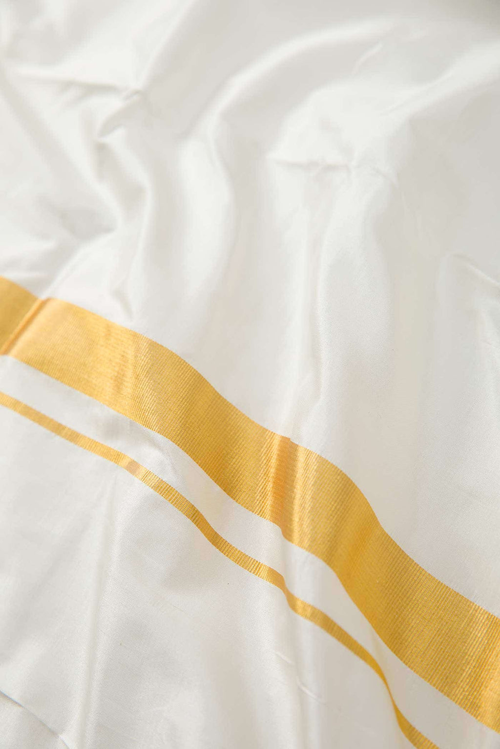 Cream Silk Dhoti With Angavastram (10X 6) Muzham