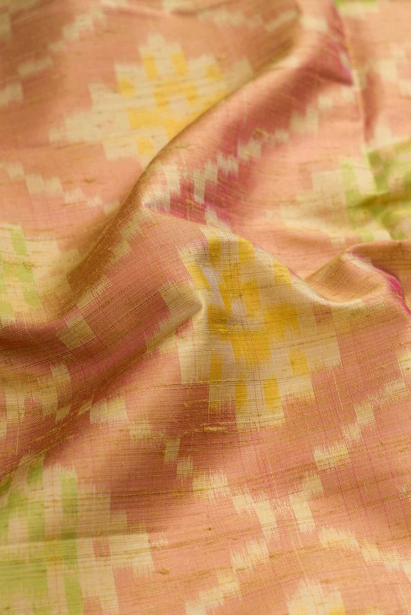 Golden Peach Dual Tone Raw Silk Saree