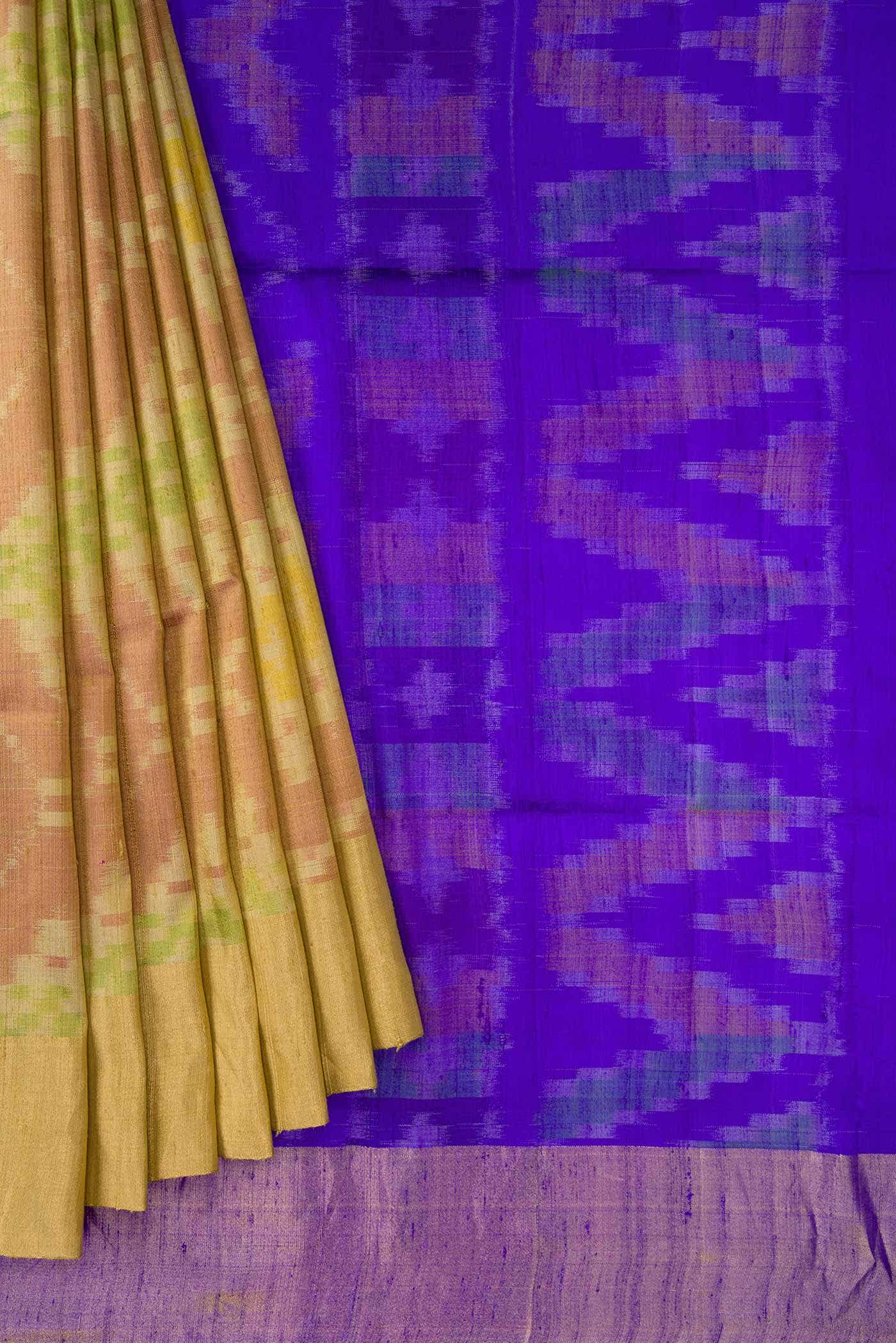Golden Peach Dual Tone Raw Silk Saree