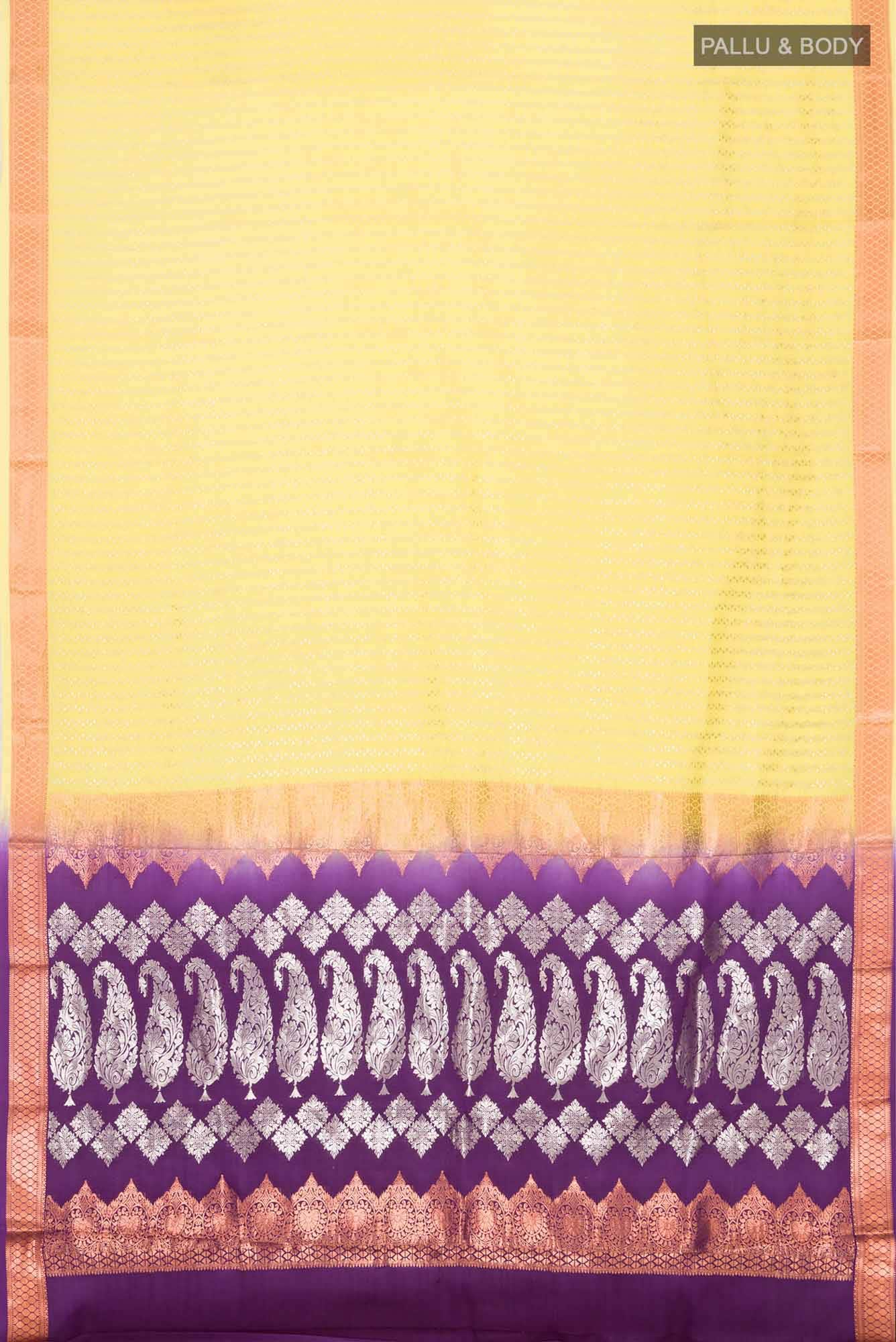 Yellow Mysore Crepe Saree