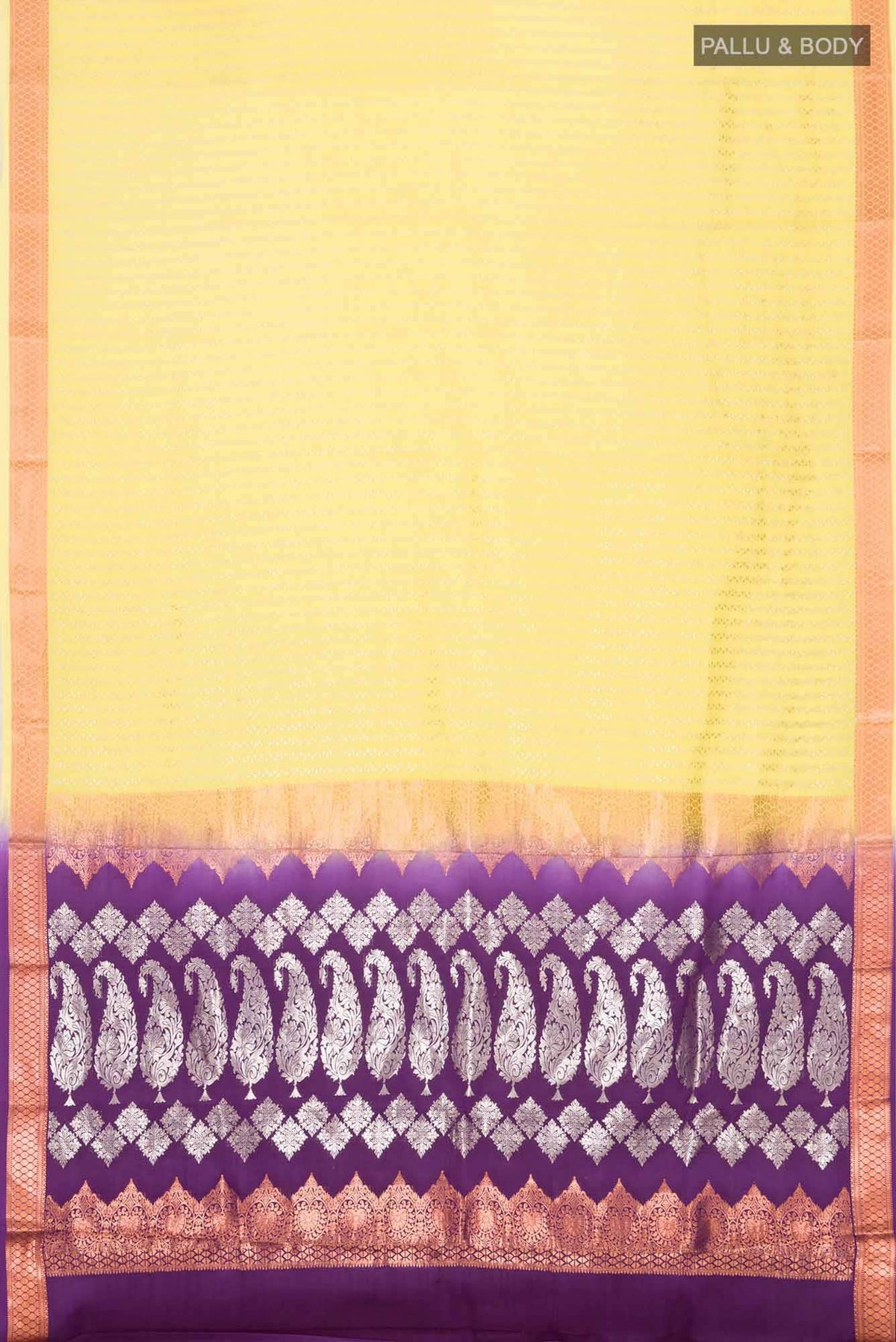 Yellow Mysore Crepe Saree